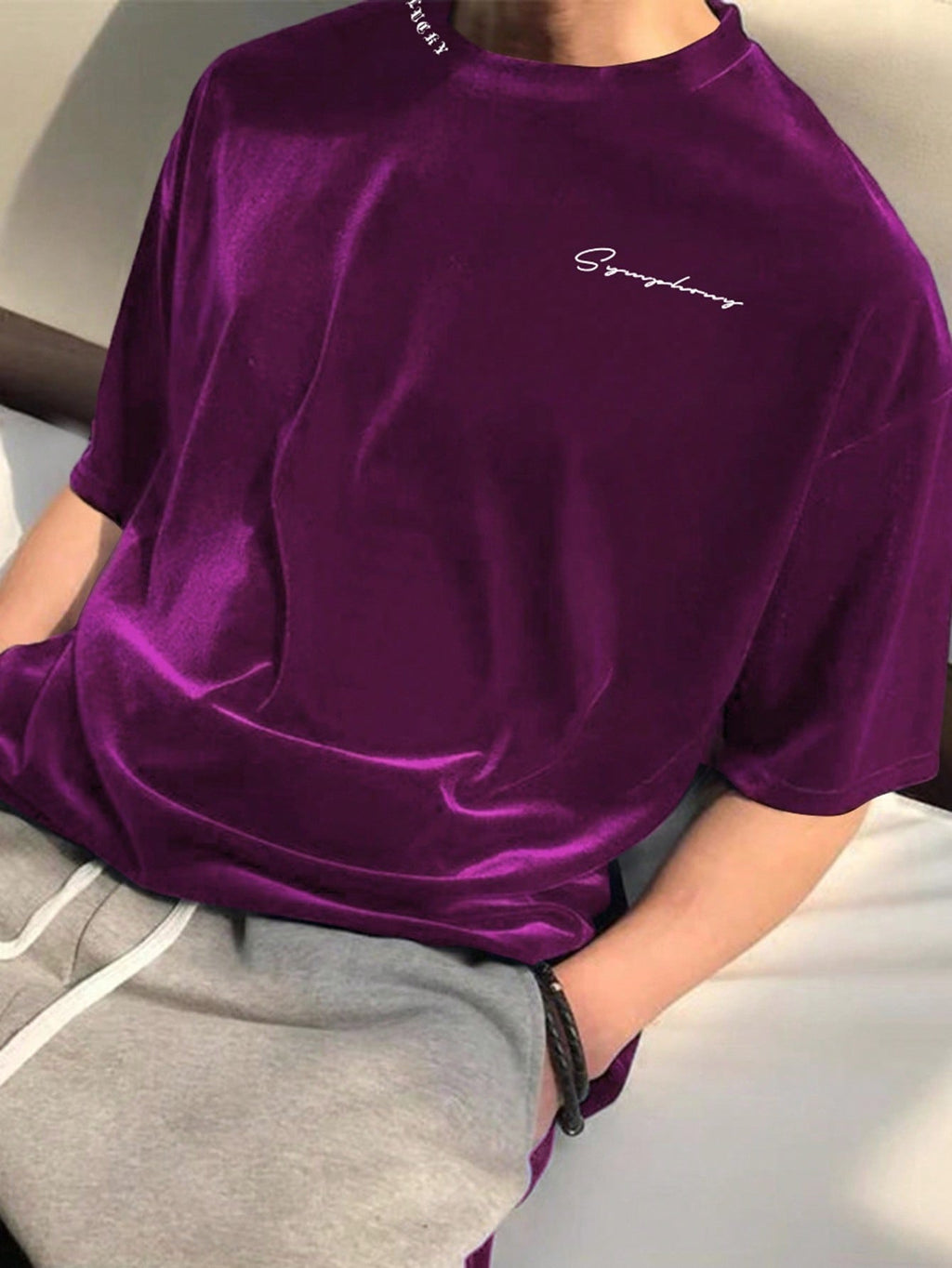 Men's Letter Print Drop Shoulder T-shirt
