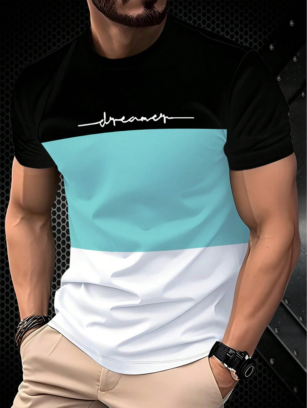 3-Tone Patchwork Casual Comfortable Street Style Short Sleeve T-Shirt