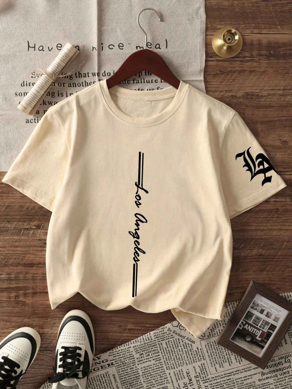 Men's Casual Street Style Simple Letter Print Short Sleeve T-Shirt