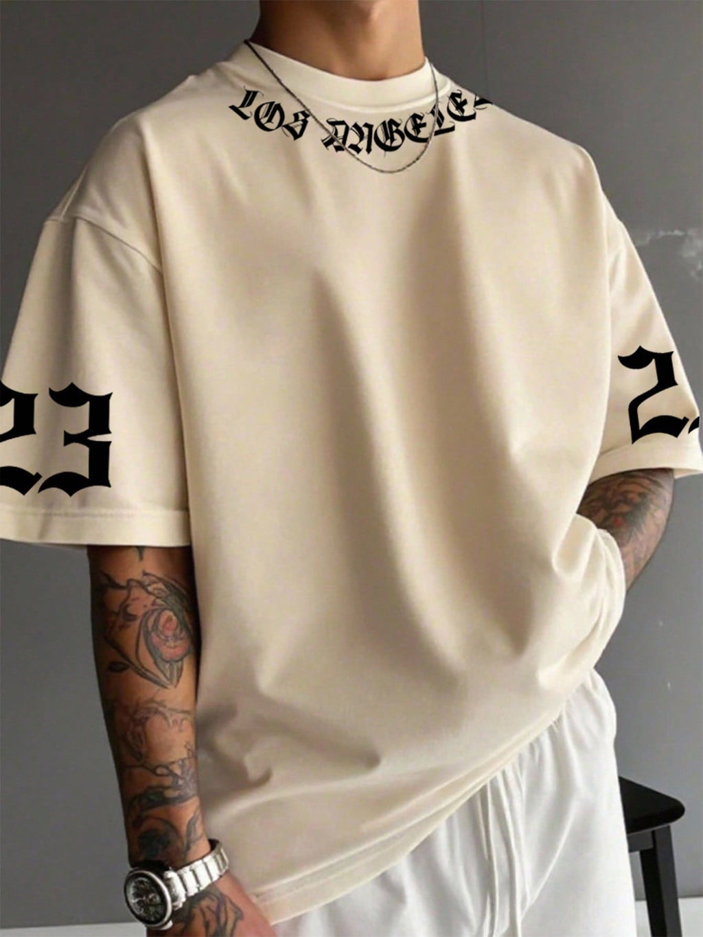 Men's Letter Print Round Neck Casual Loose T-Shirt