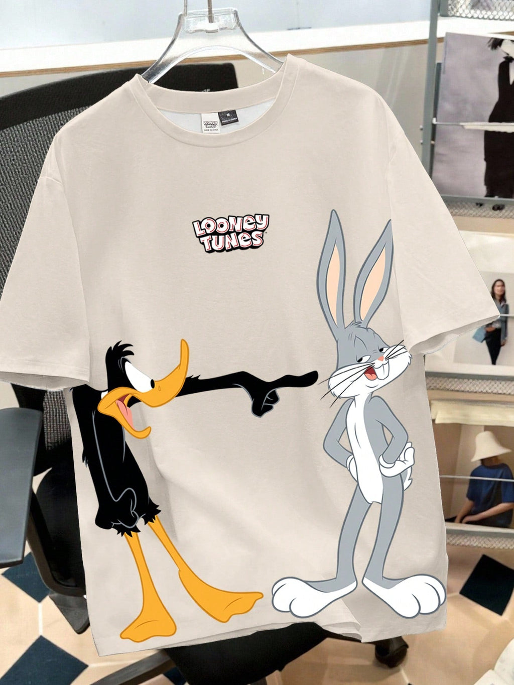 Men's Minimalist Letter & Rabbit Graphic Short Sleeve Round Neck T-Shirt