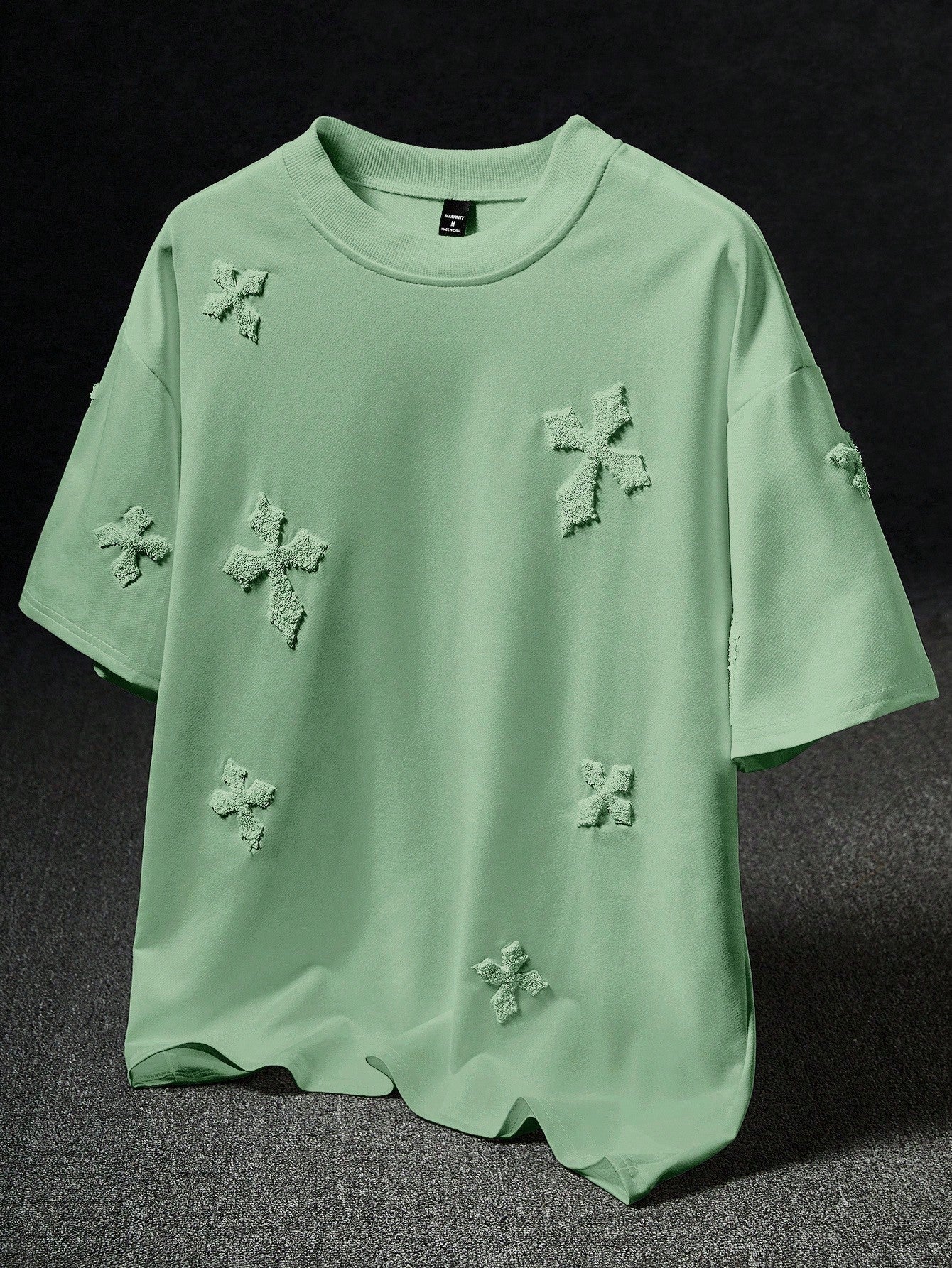 Men's Street-Style Popular INS Matching Cross Full-Print Towel Embroidery T-Shirt
