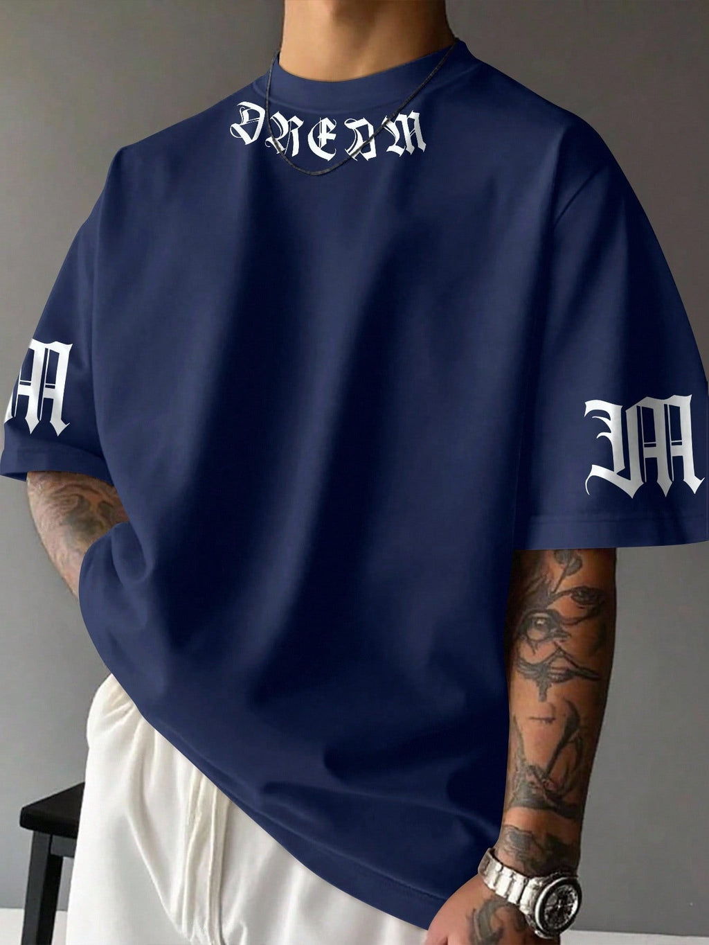 Men's Letter Print Round Neck Casual Loose T-Shirt