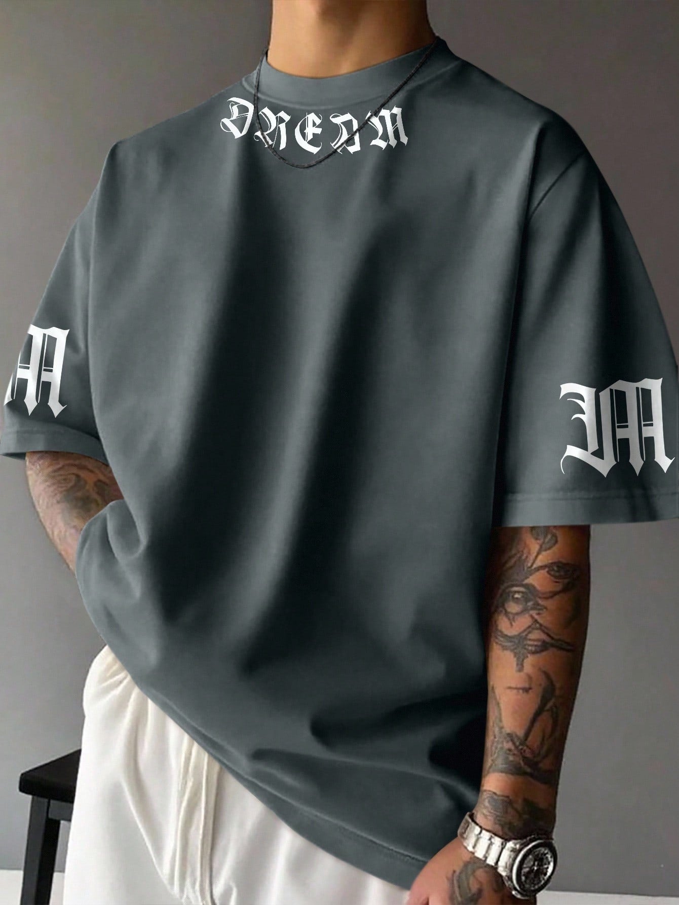 Men's Letter Print Round Neck Casual Loose T-Shirt