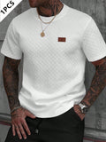 Men's Summer Jacquard Ribbed Collar Short Sleeve T-Shirt