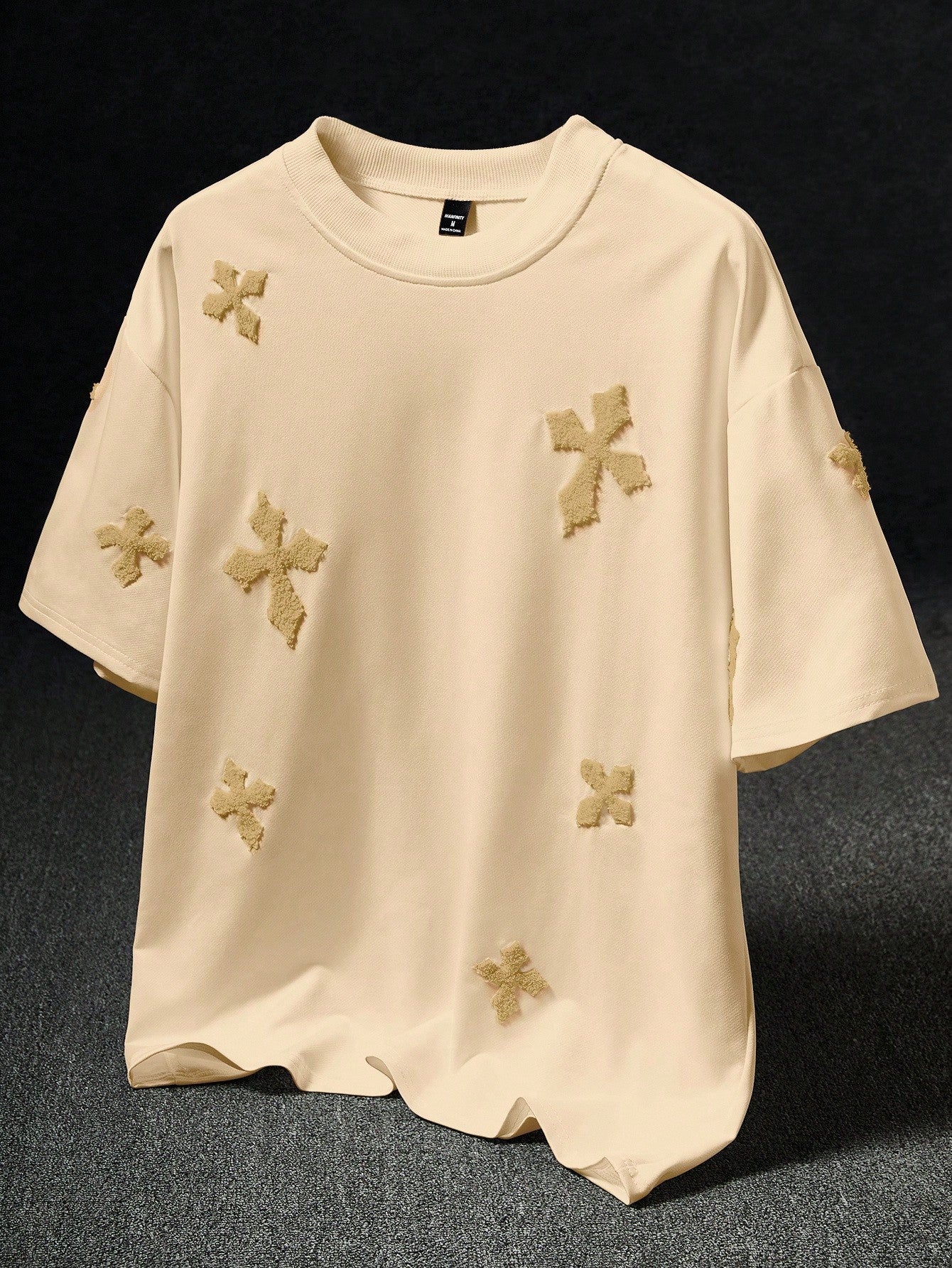 Men's Street-Style Popular INS Matching Cross Full-Print Towel Embroidery T-Shirt