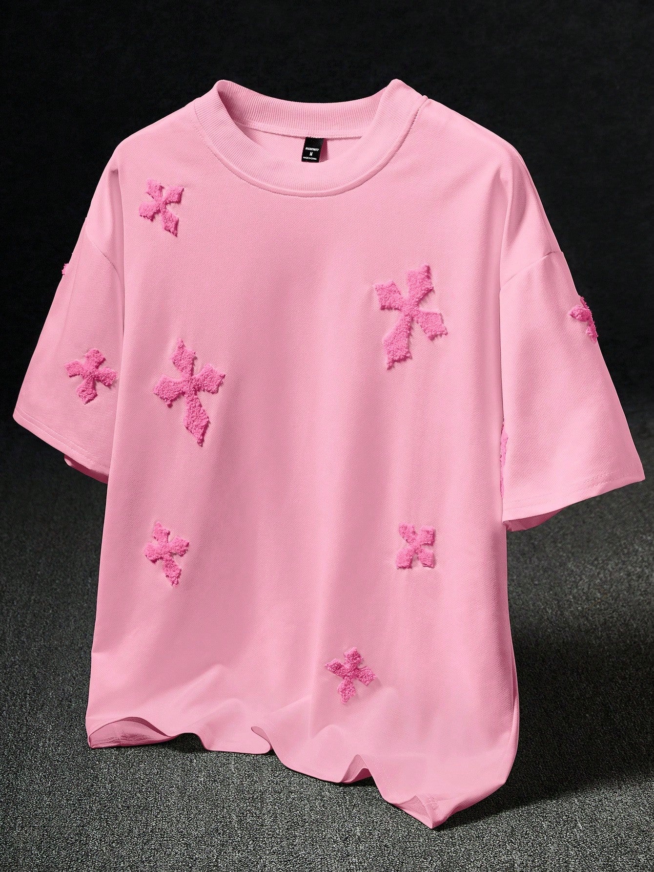Men's Street-Style Popular INS Matching Cross Full-Print Towel Embroidery T-Shirt