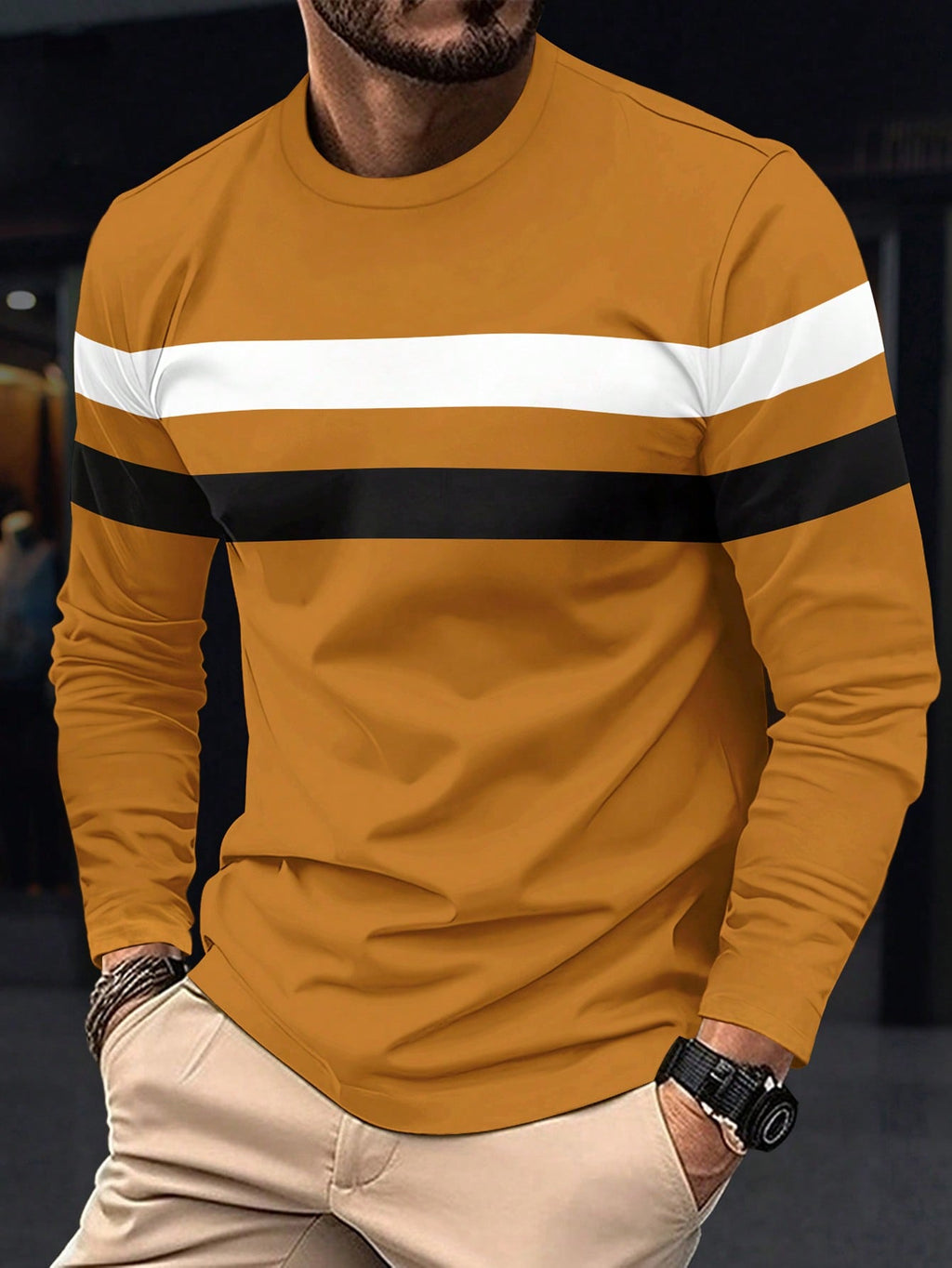 Men's Colorblock Long Sleeve T-Shirt