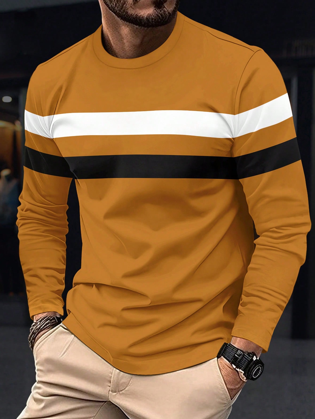 Men's Colorblock Long Sleeve T-Shirt