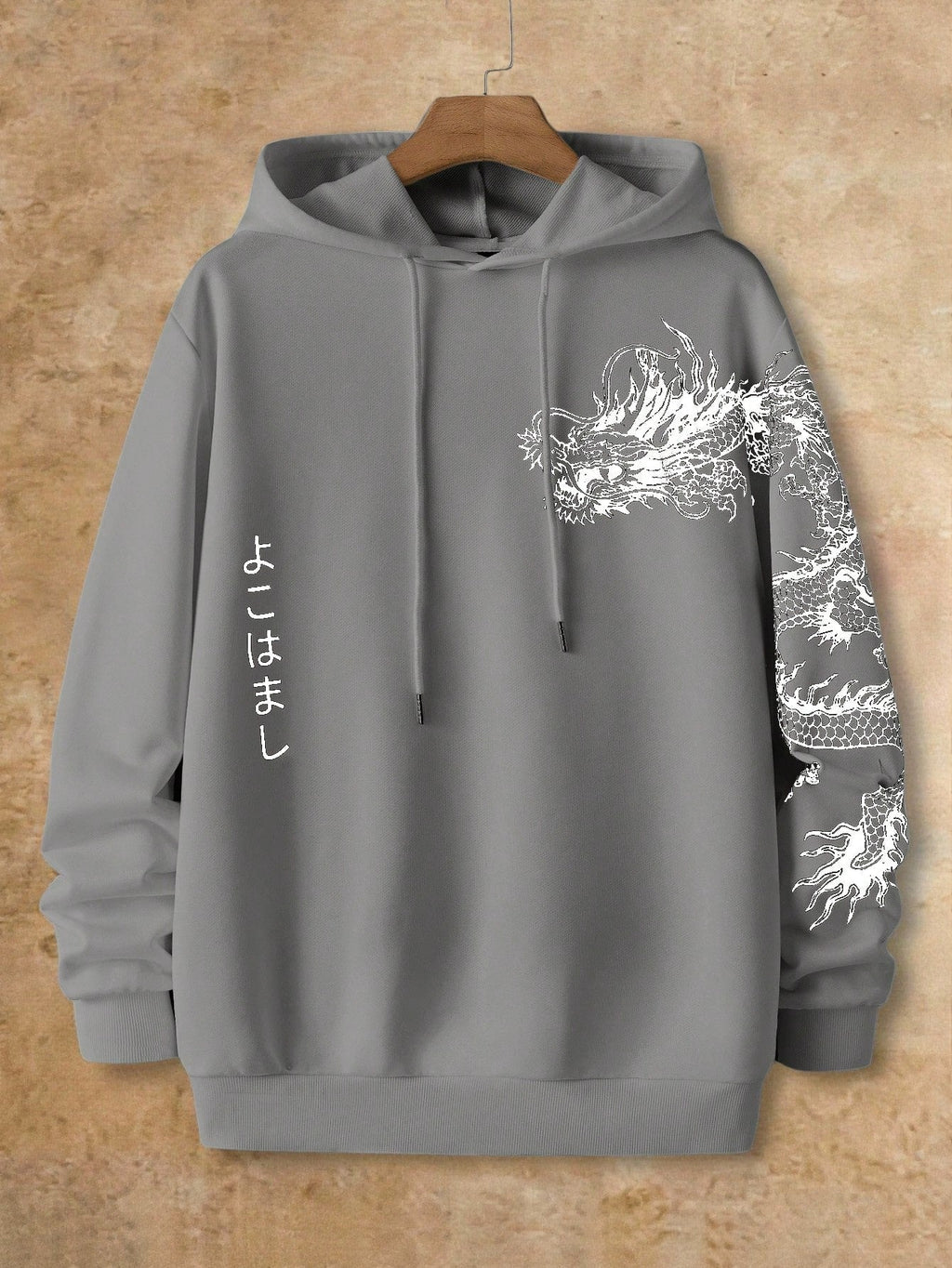 Men's Casual Dragon Print Loose Hoodie