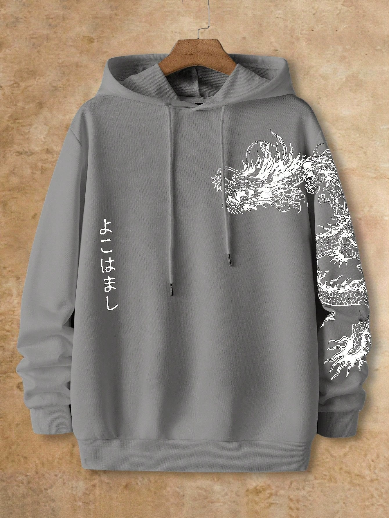 Men's Casual Dragon Print Loose Hoodie