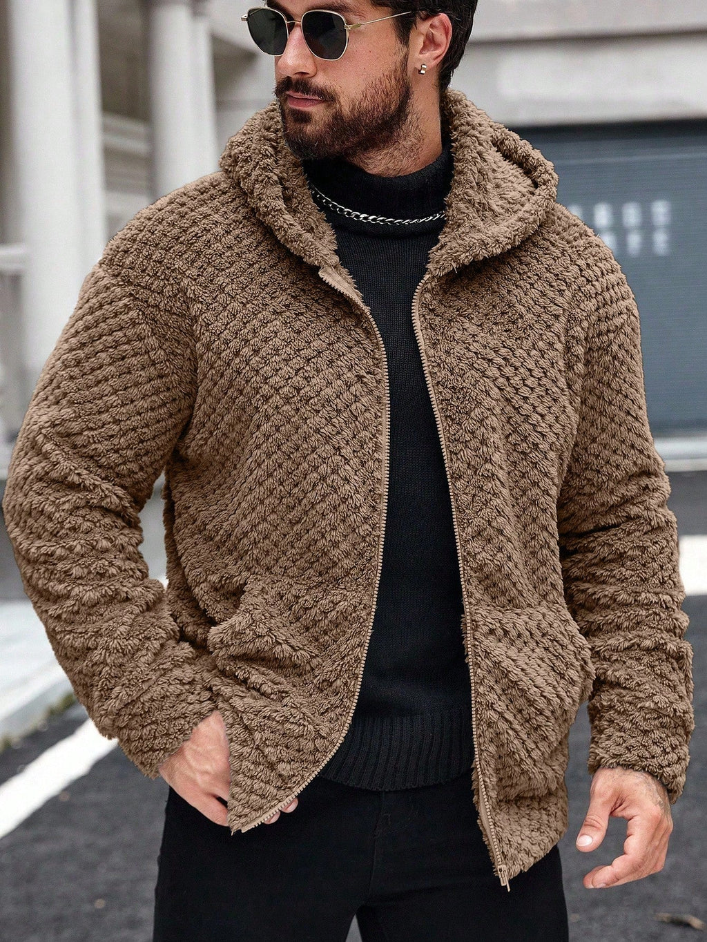 Men's Casual Fleece Hooded Jacket
