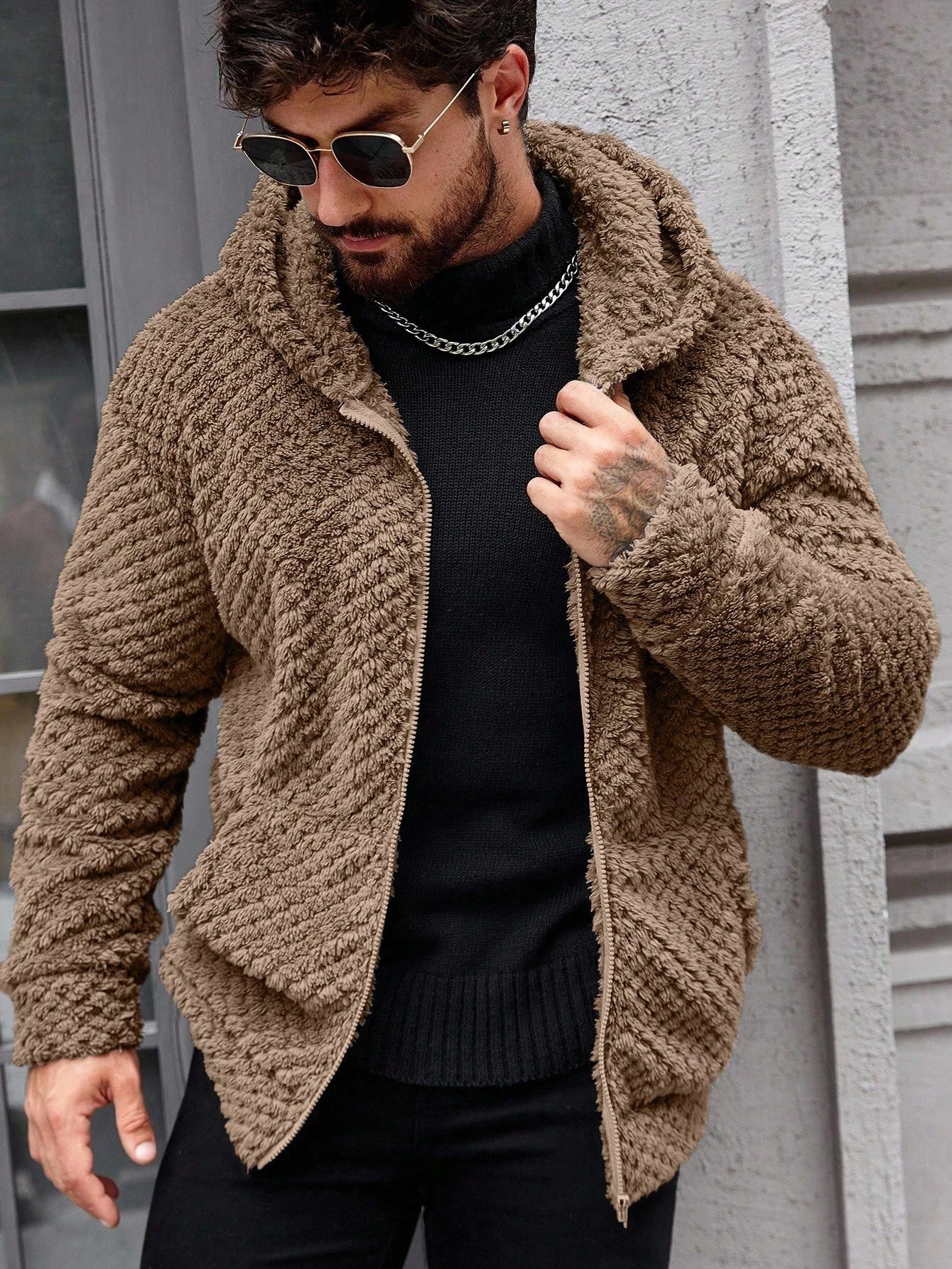 Men's Casual Fleece Hooded Jacket