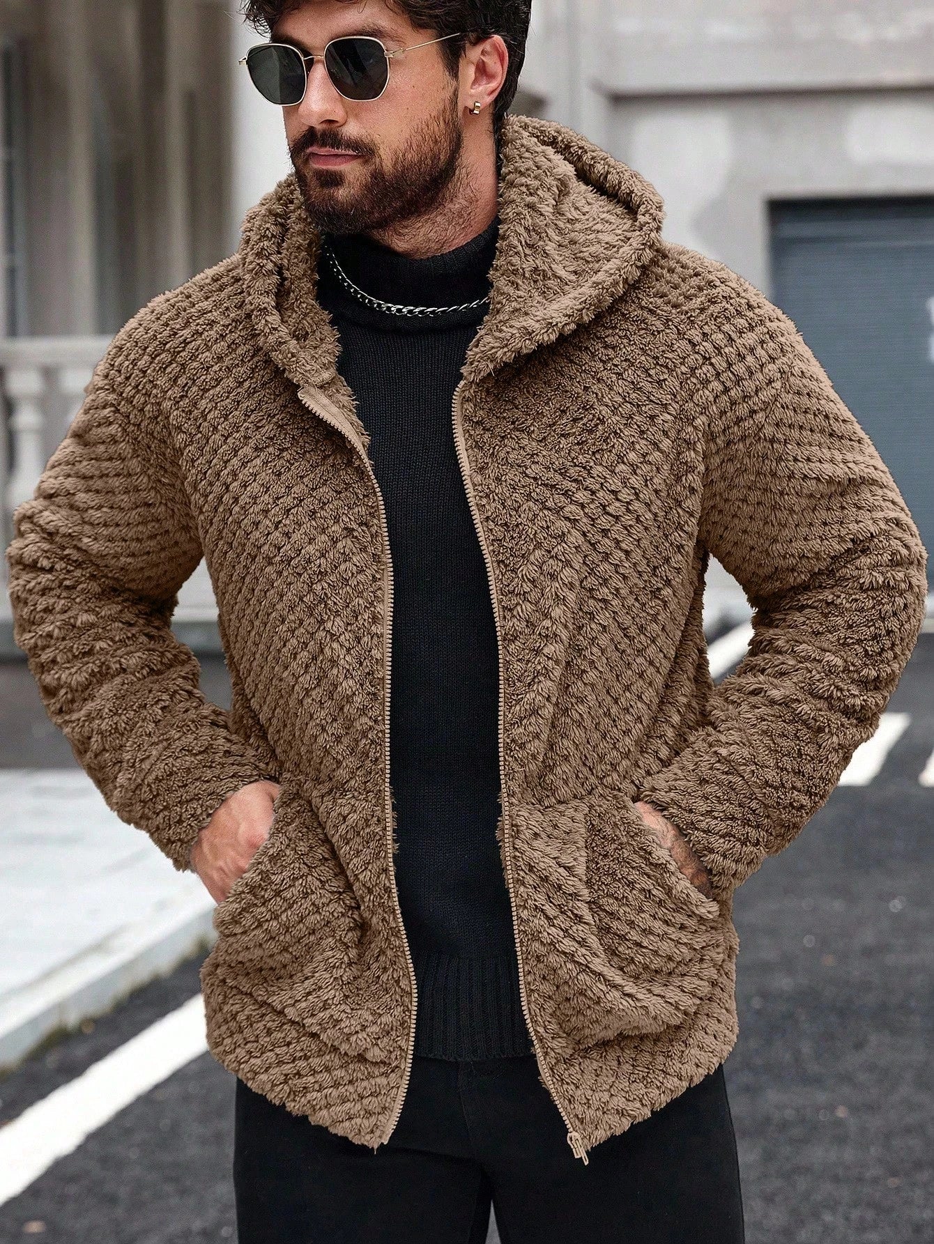 Men's Casual Fleece Hooded Jacket