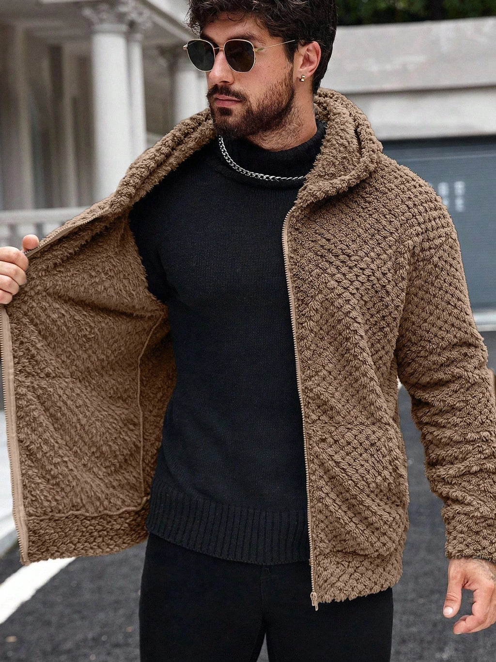 Men's Casual Fleece Hooded Jacket
