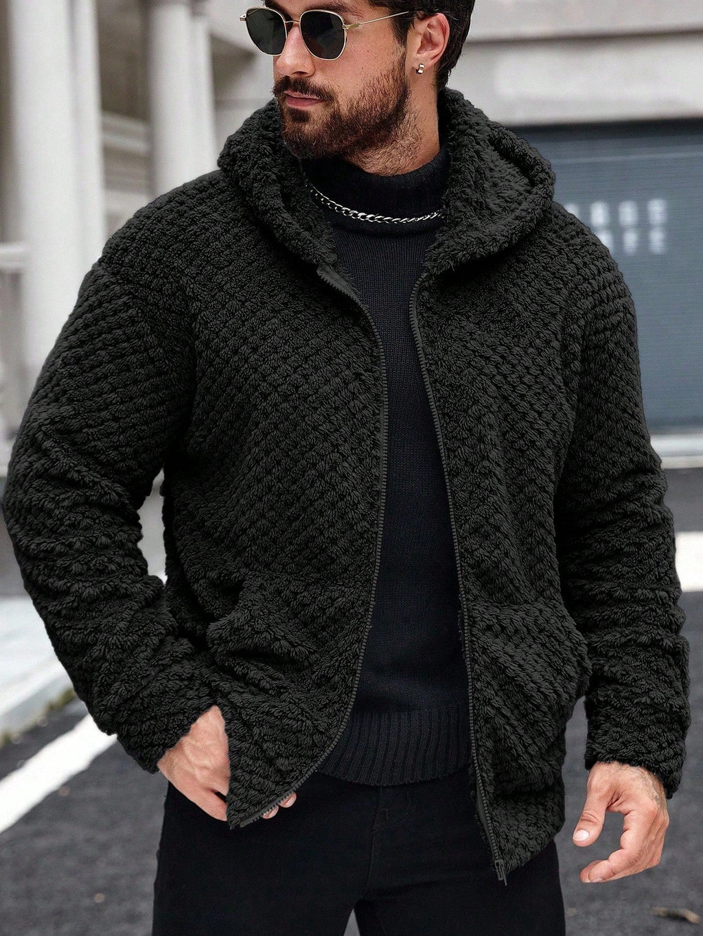 Men's Casual Fleece Hooded Jacket