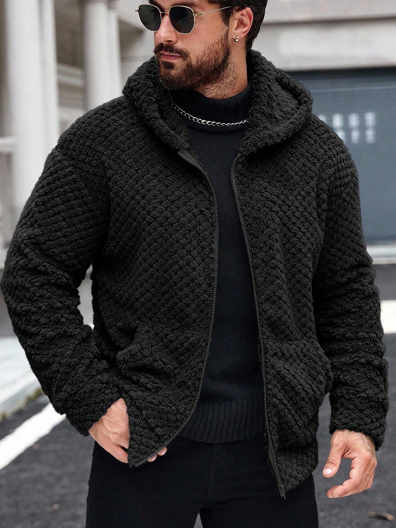 Men's Casual Fleece Hooded Jacket