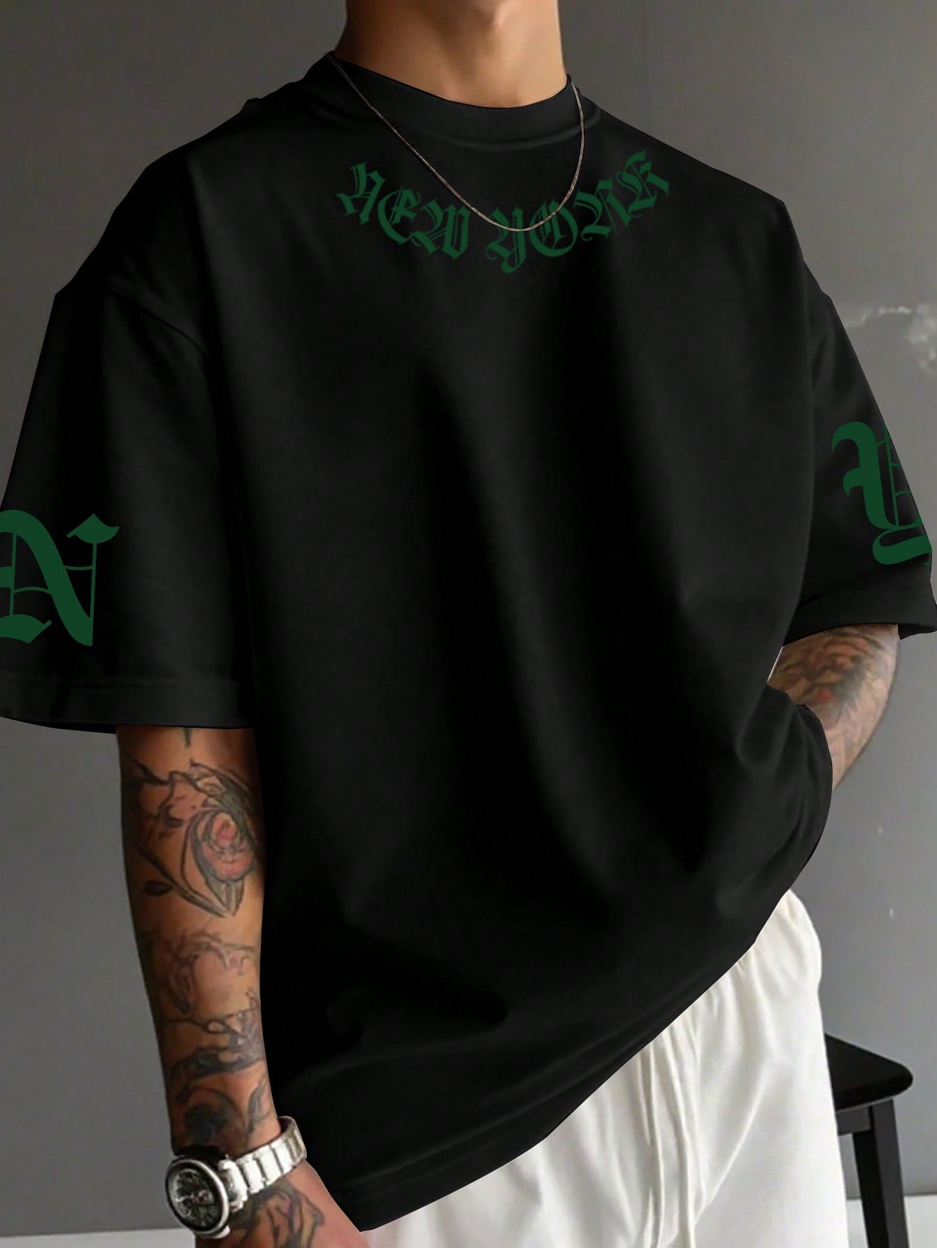 Men's Letter Print Round Neck Casual Loose T-Shirt