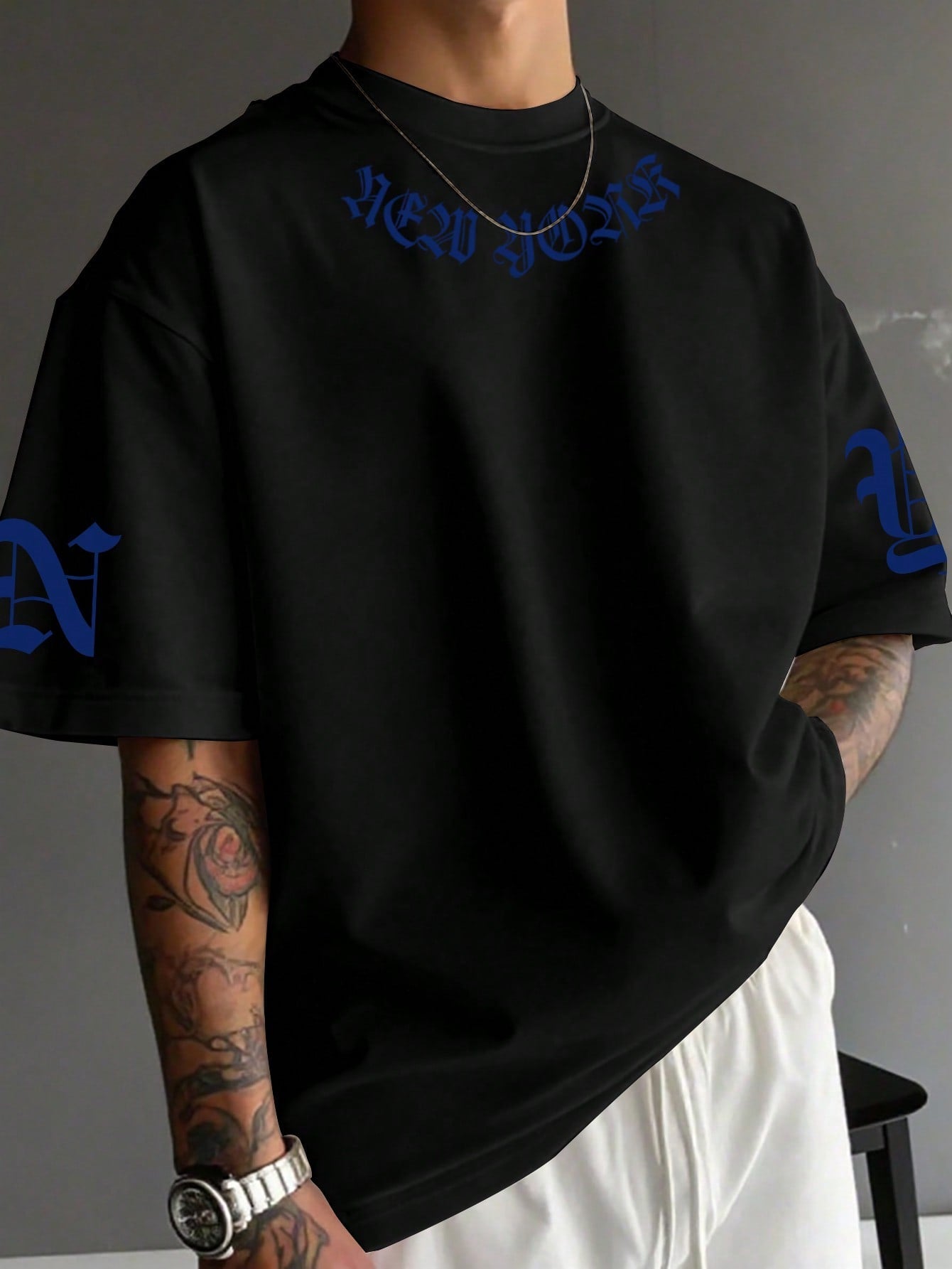 Men's Letter Print Round Neck Casual Loose T-Shirt
