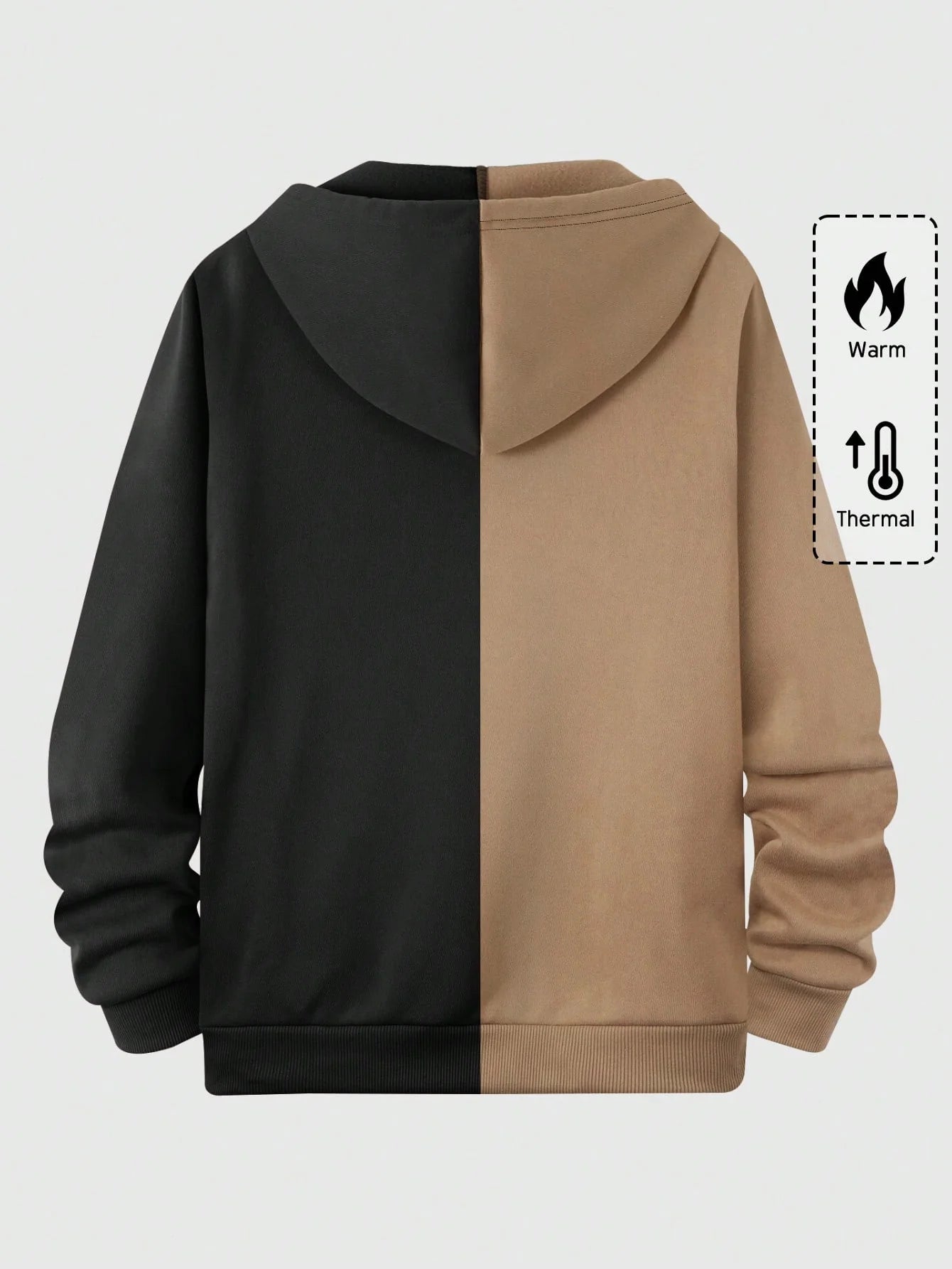 MEN Street Life Men Cartoon Graphic Zip Up Two Tone Drawstring Hoodie