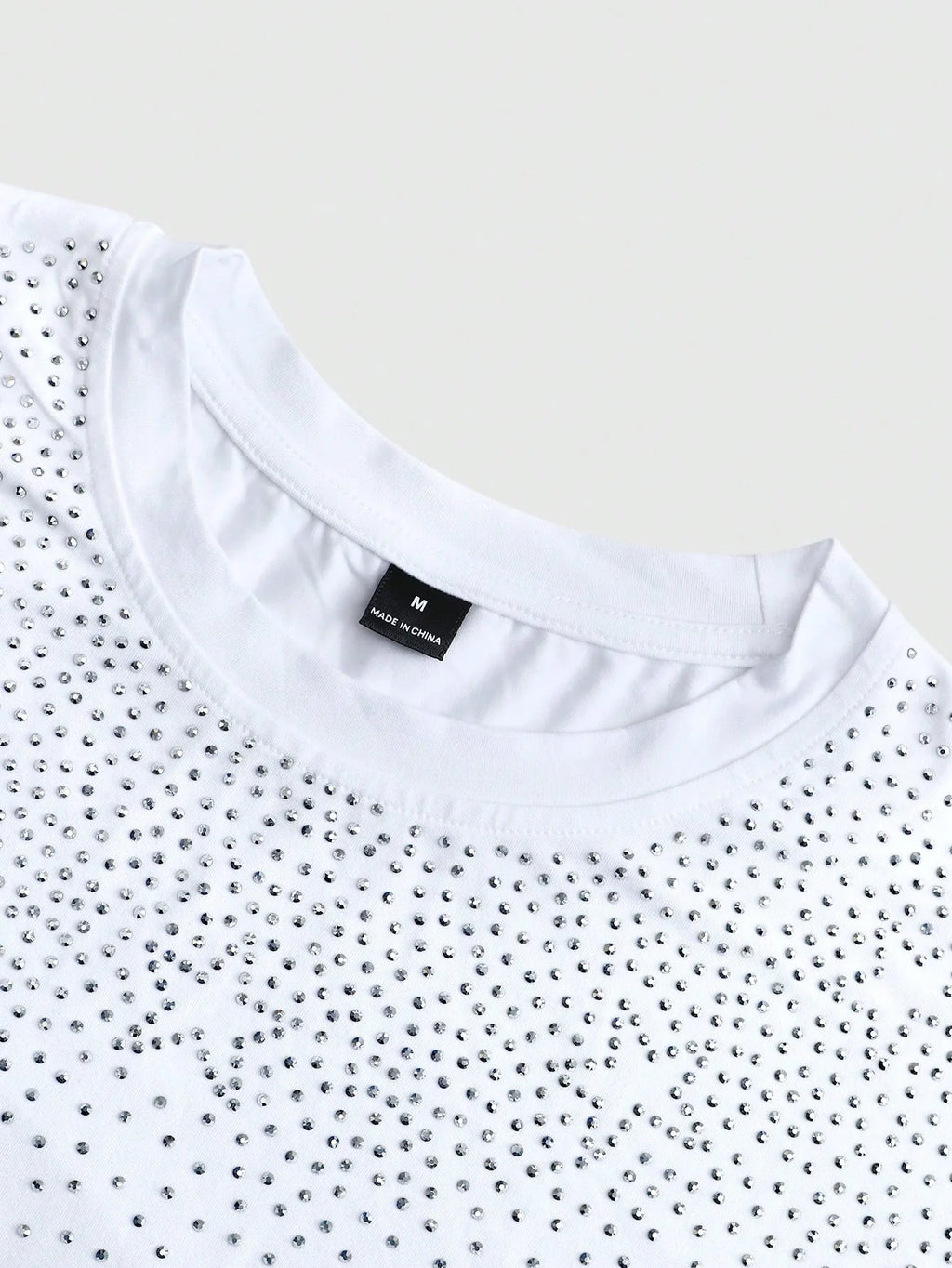 1pc Men's Casual Loose Fit Short Sleeve T-Shirt, Rhinestone Decor
