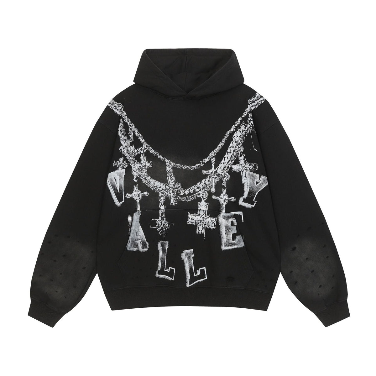 Vale Forever Chain Cross Back Graphic Hoodie