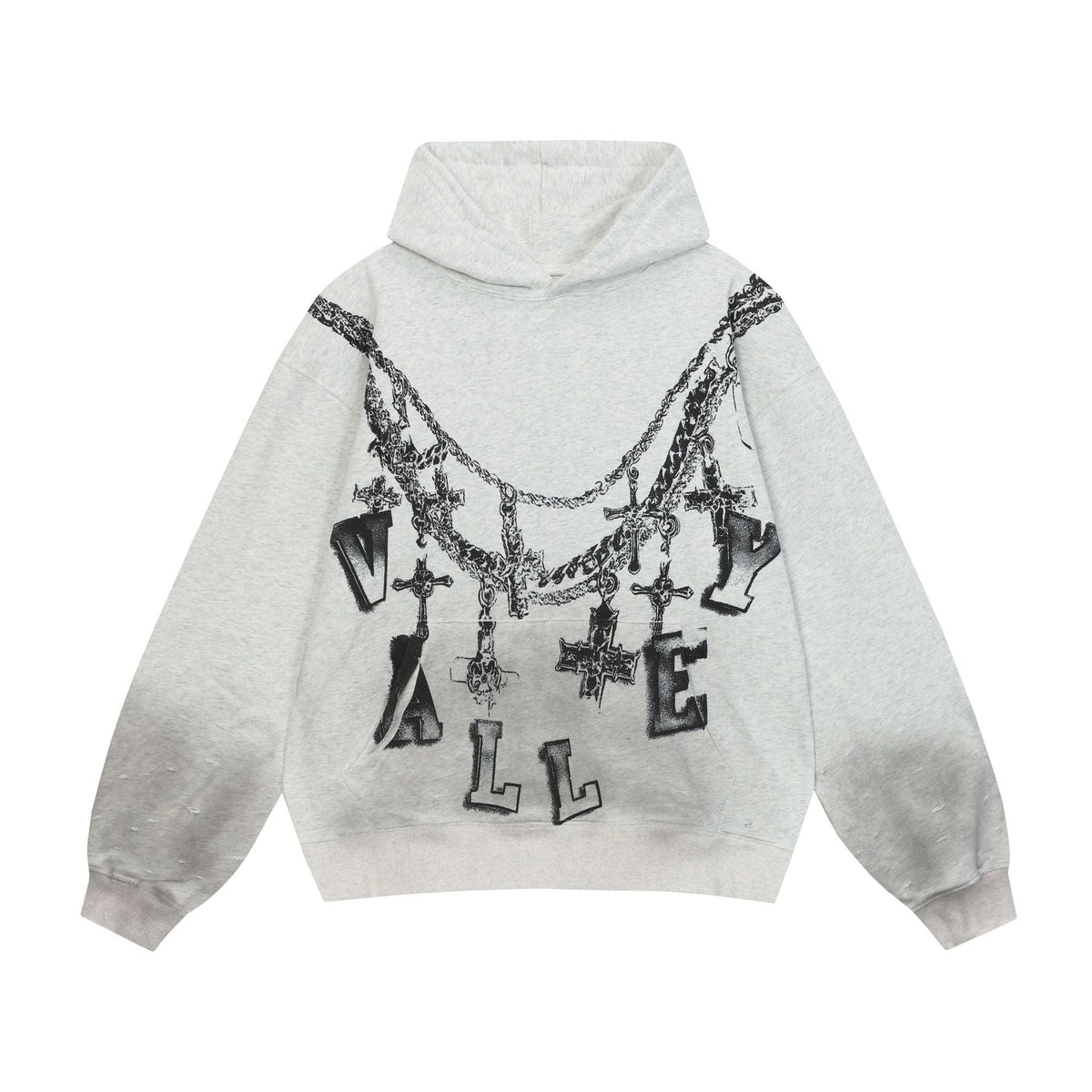 Vale Forever Silver Chain Cross Back Hoodie