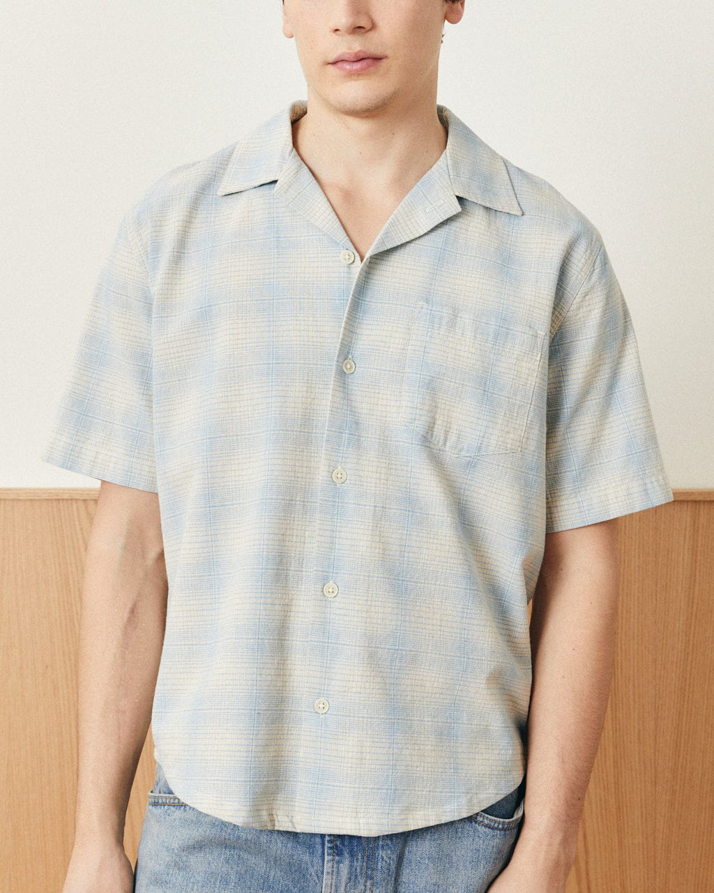 Linen Plaid SS - Light Blue
