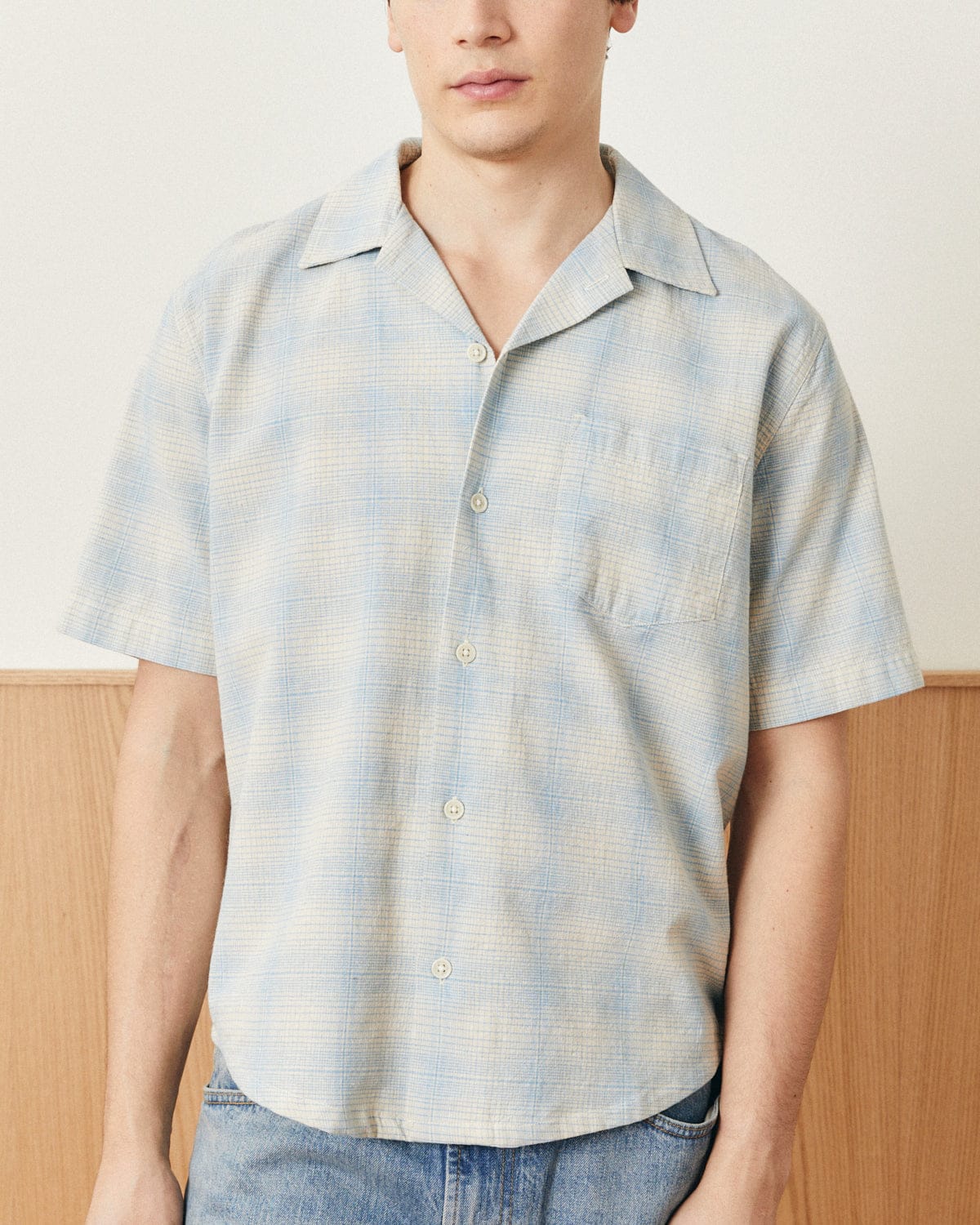 Linen Plaid SS - Light Blue