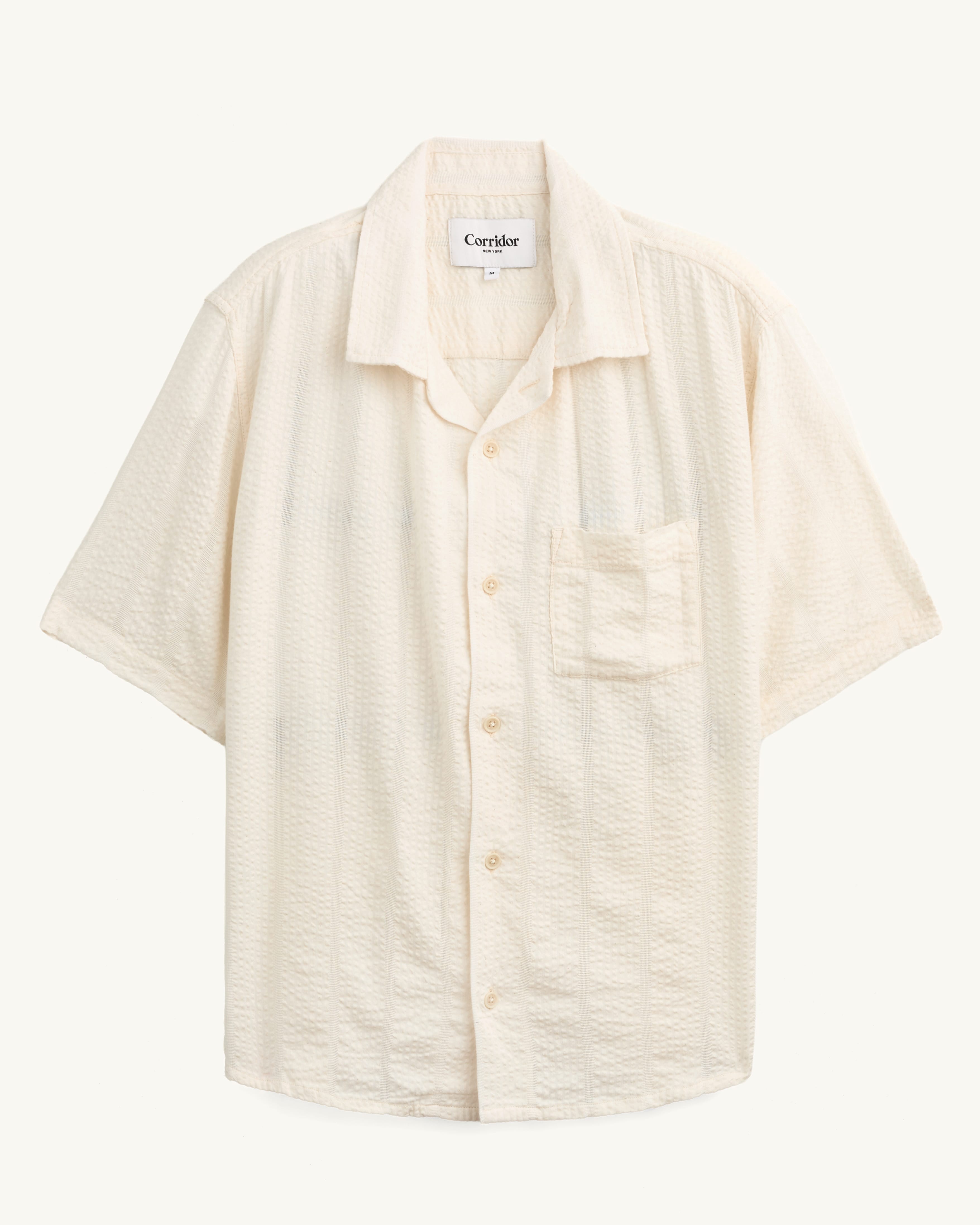 Striped Seersucker SS - White