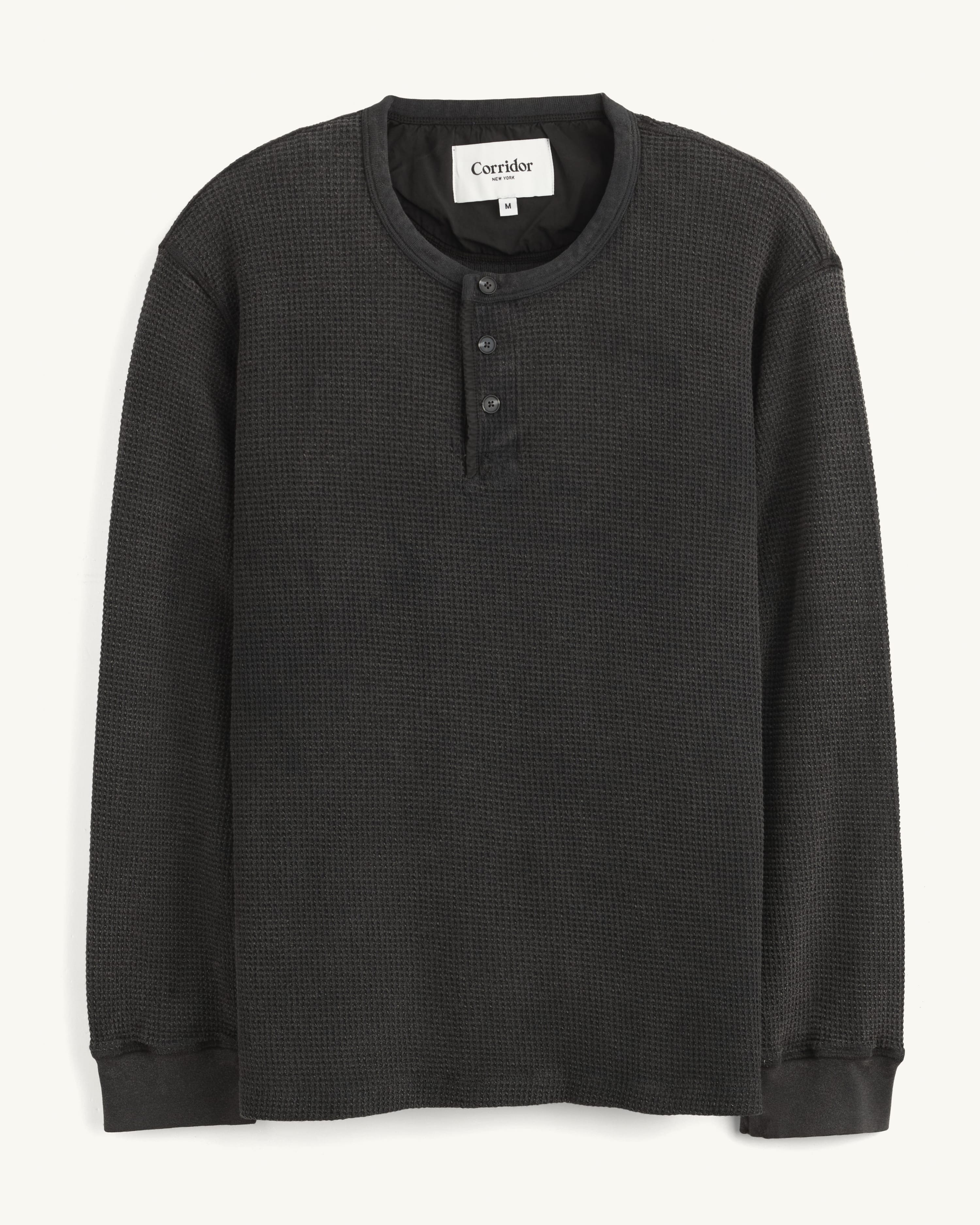 Waffle Henley - Black