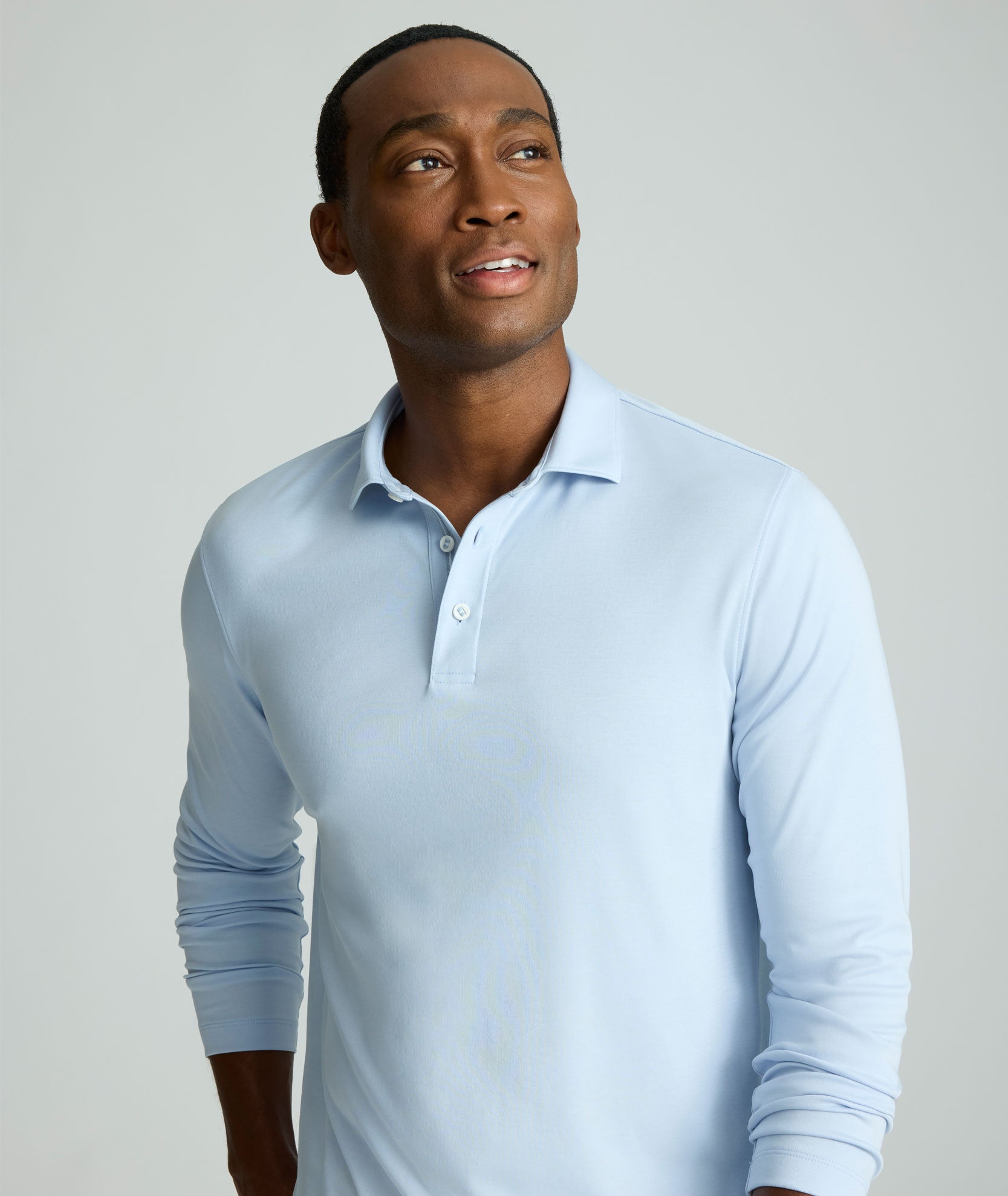 Wrinkle-Free Damaschino Long-Sleeve Polo
