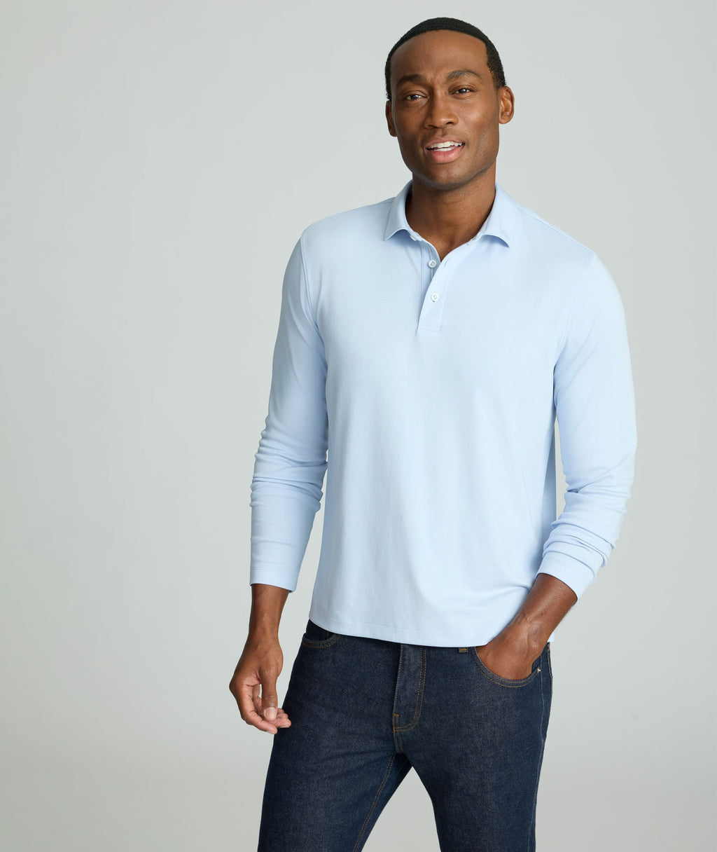 Wrinkle-Free Damaschino Long-Sleeve Polo