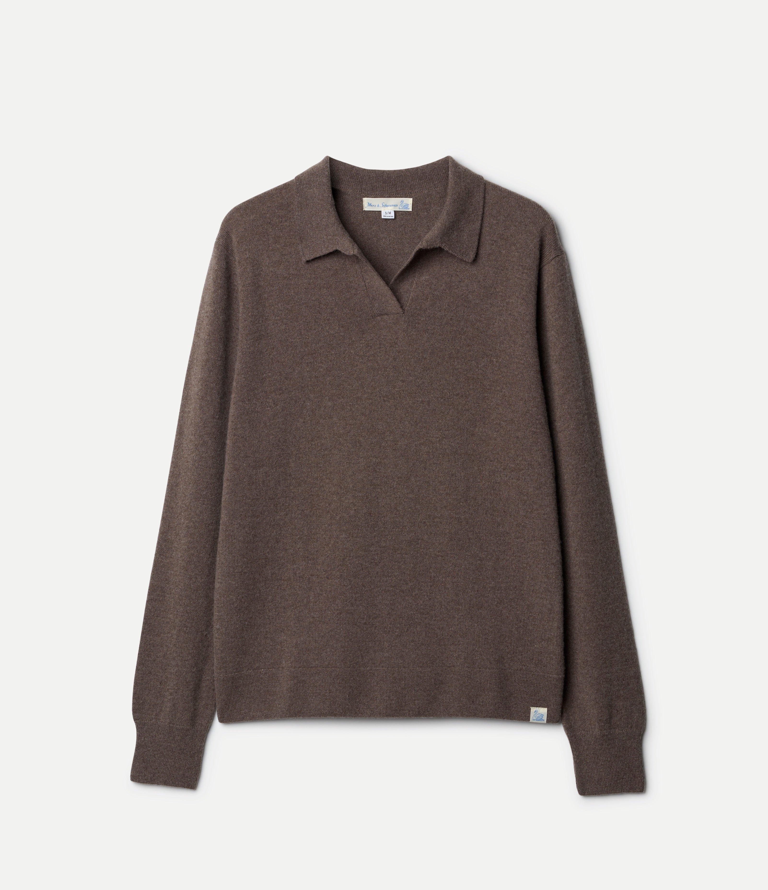Merino Wool-Cashmere-Silk Long Sleeve Polo Shirt