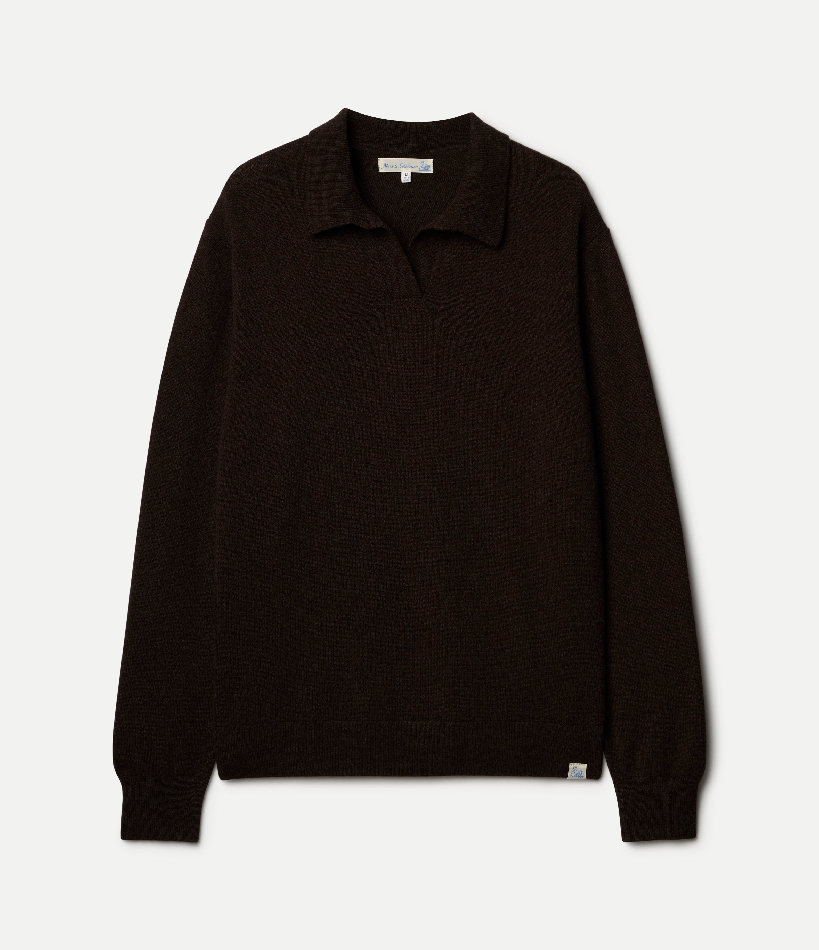 Merino Wool-Cashmere-Silk Long Sleeve Polo Shirt