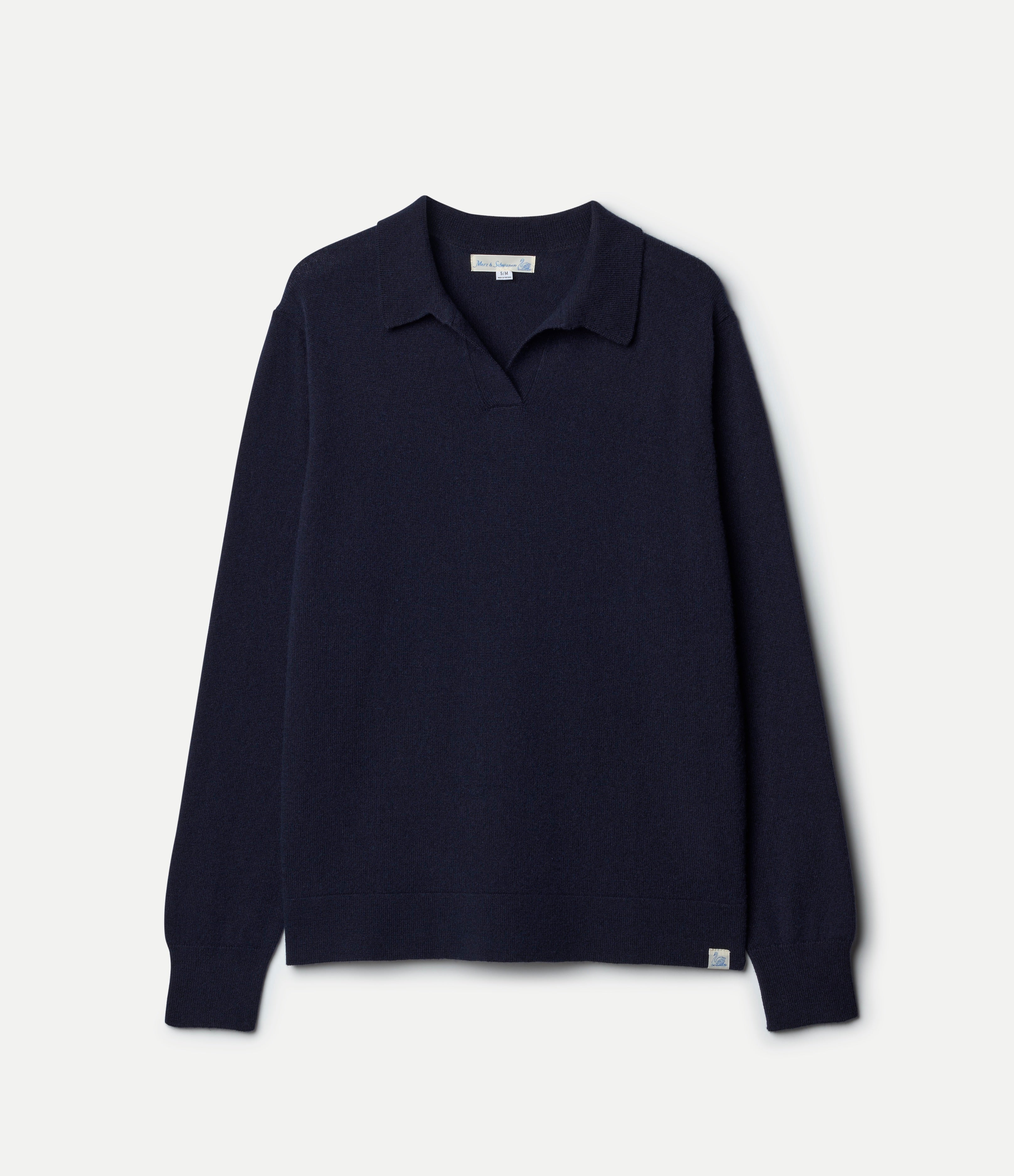 Merino Wool-Cashmere-Silk Long Sleeve Polo Shirt