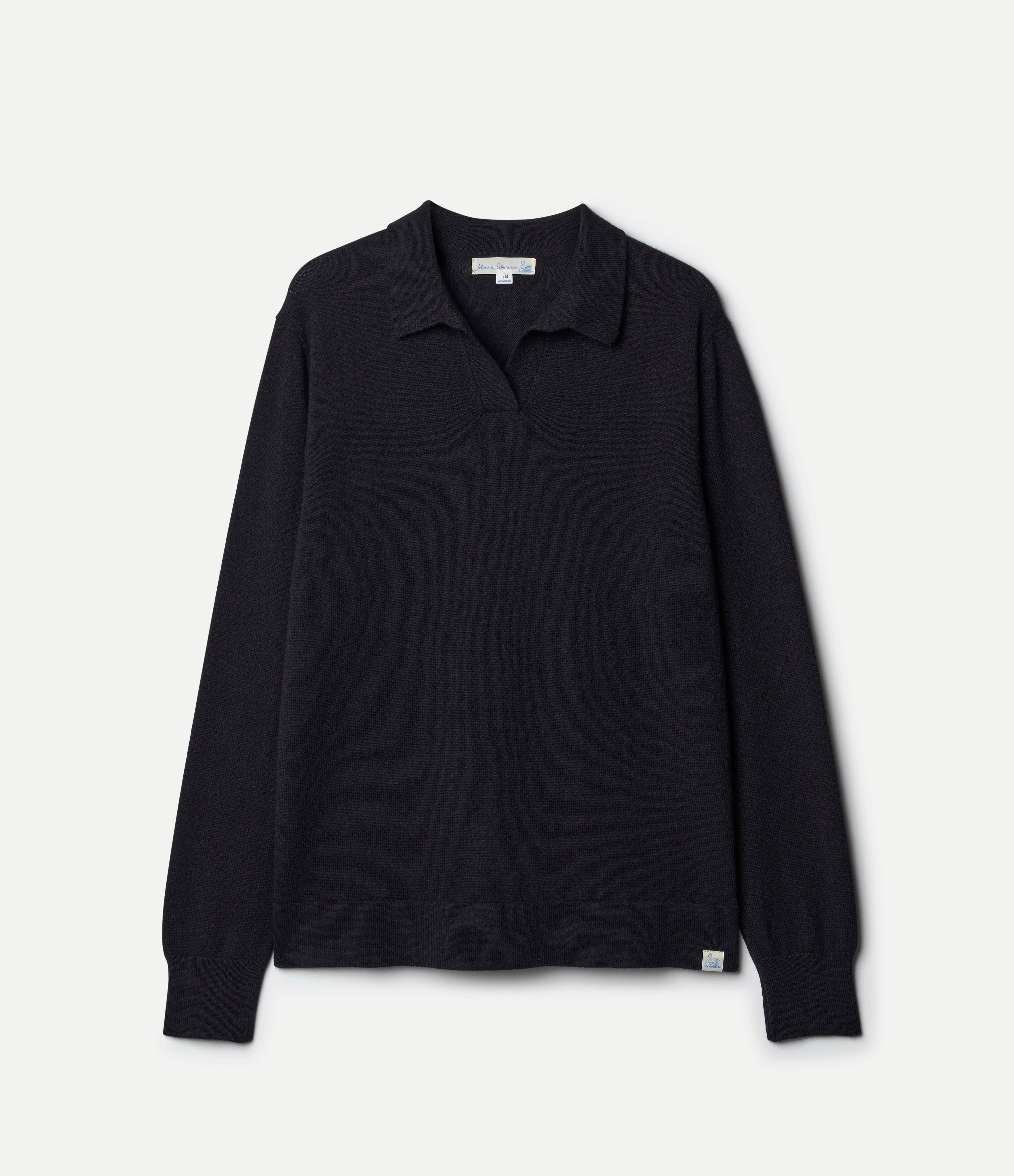 Merino Wool-Cashmere-Silk Long Sleeve Polo Shirt