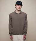 Merino Wool-Cashmere-Silk Long Sleeve Polo Shirt