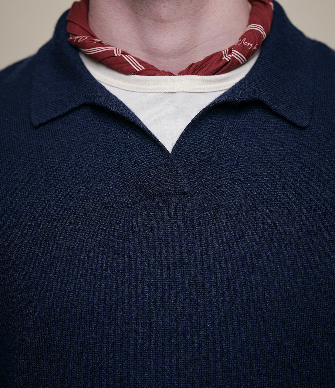 Merino Wool-Cashmere-Silk Long Sleeve Polo Shirt