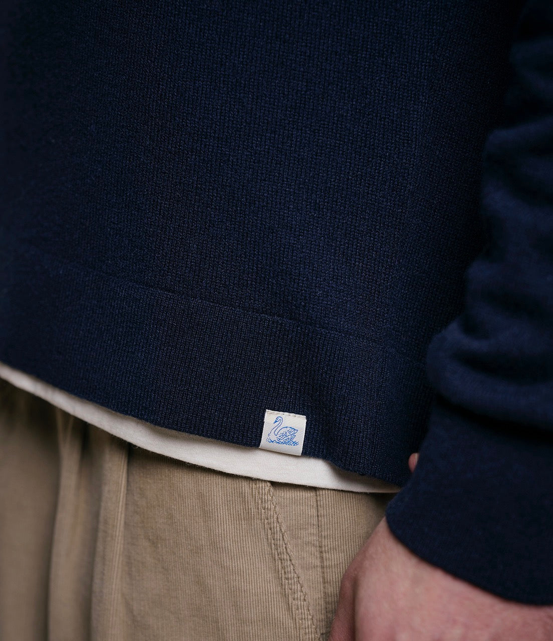 Merino Wool-Cashmere-Silk Long Sleeve Polo Shirt