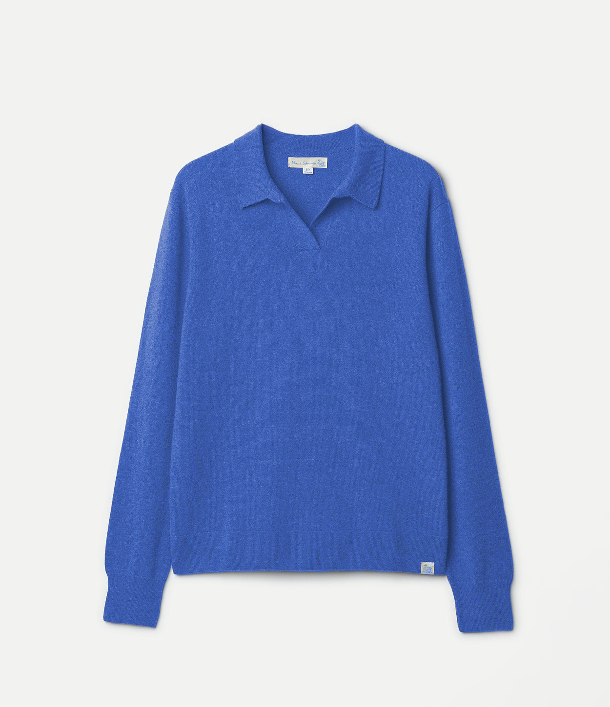 Merino Wool-Cashmere-Silk Long Sleeve Polo Shirt