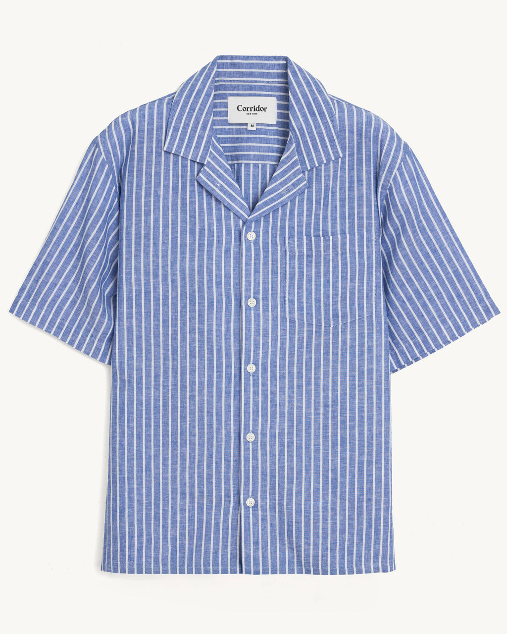 Linen Stripe SS - Blue