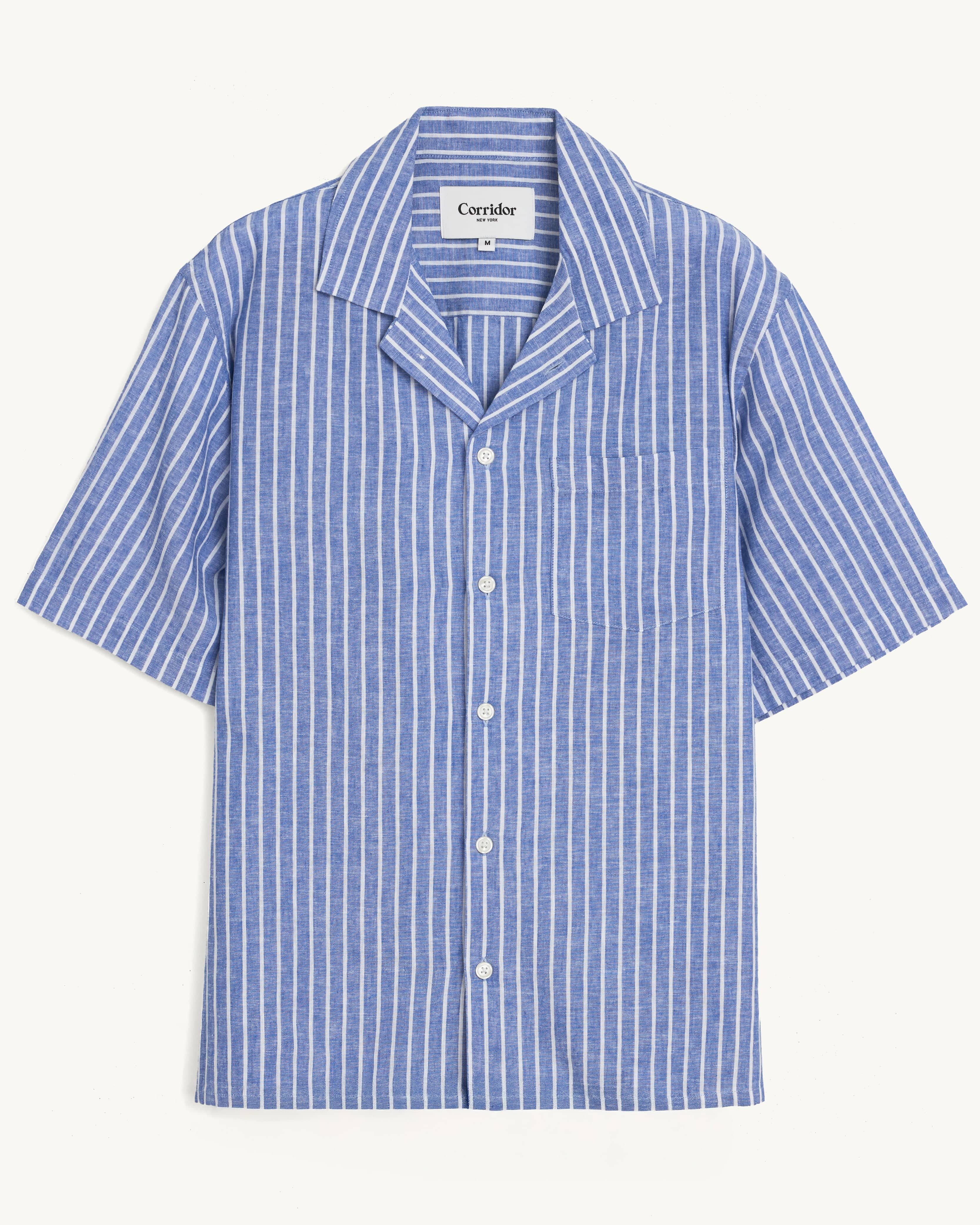 Linen Stripe SS - Blue