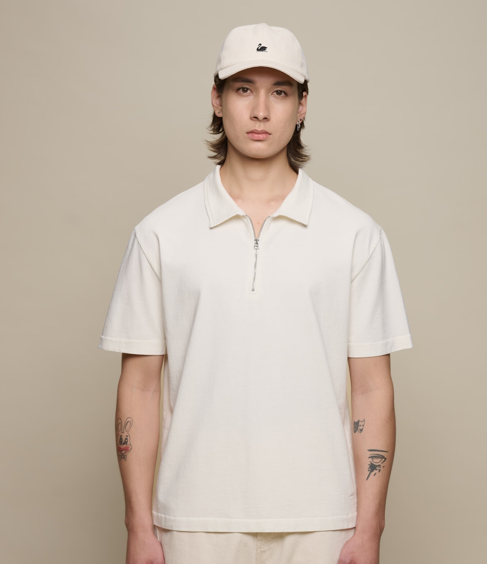 Sturdy Boxy Fit Giza Cotton-Hemp  Zip T-Shirt
