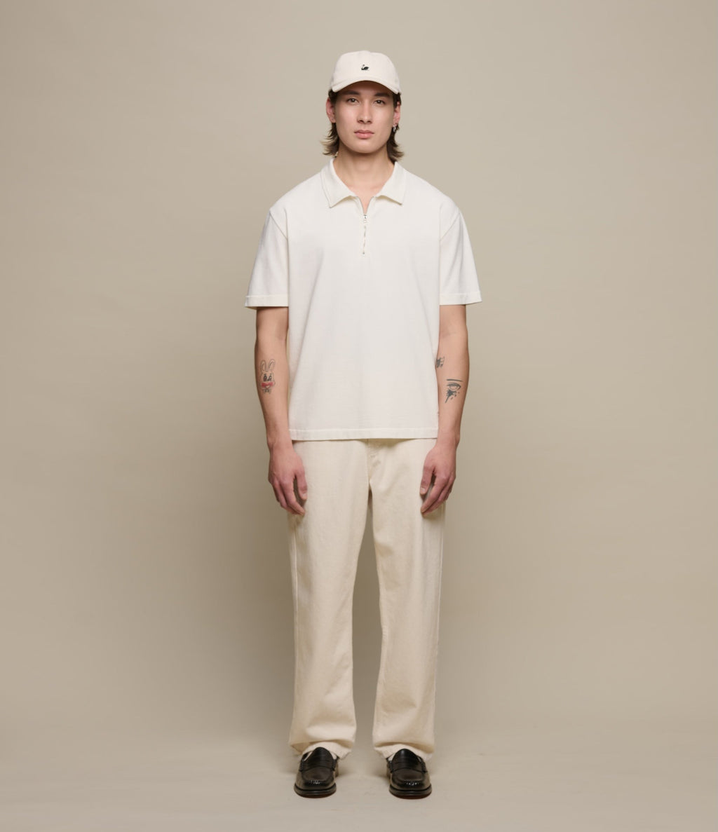 Sturdy Boxy Fit Giza Cotton-Hemp  Zip T-Shirt