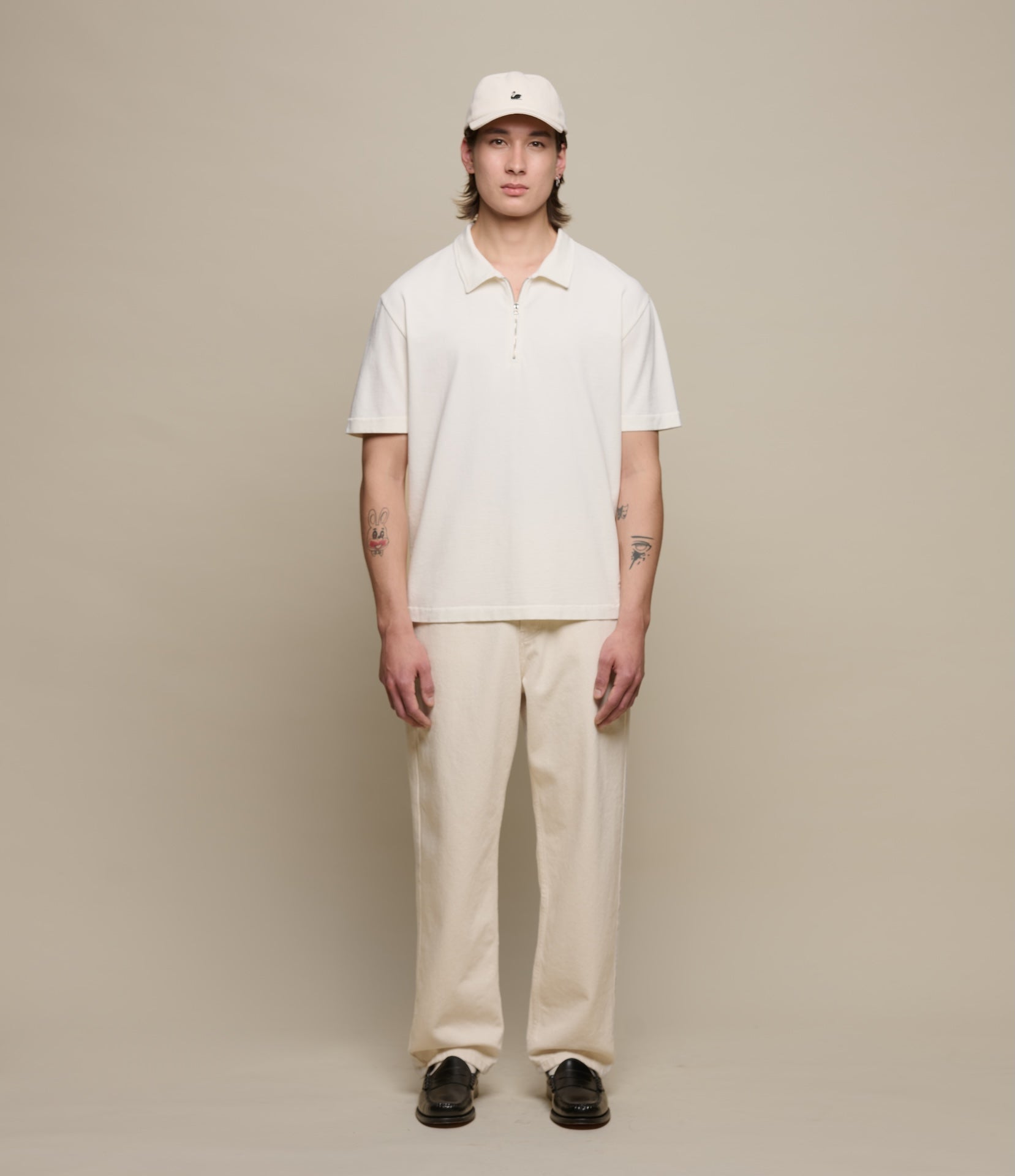 Sturdy Boxy Fit Giza Cotton-Hemp  Zip T-Shirt