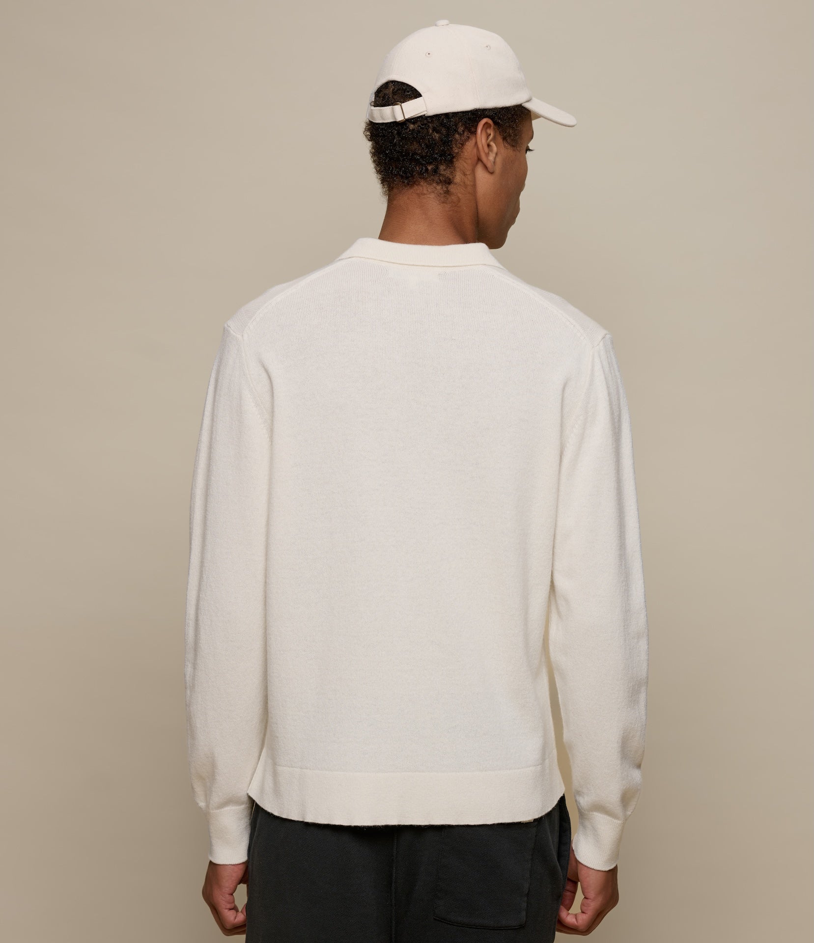 Merino Wool-Cashmere-Silk Long Sleeve Polo Shirt