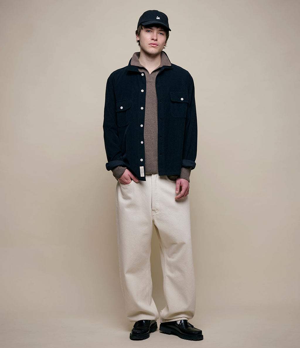 Merino Wool-Cashmere-Silk Long Sleeve Polo Shirt