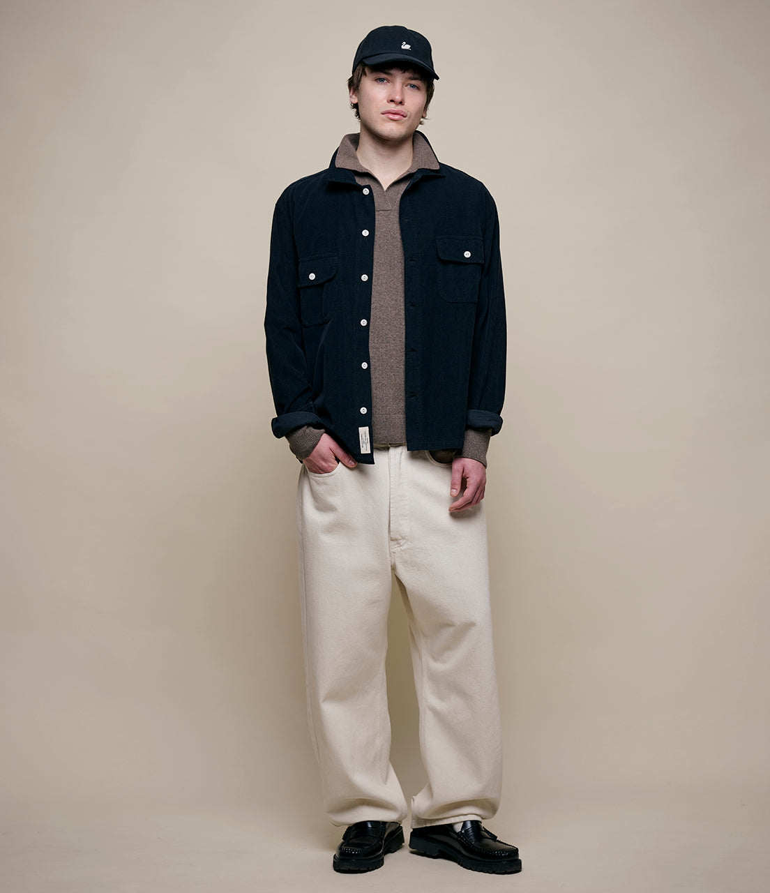 Merino Wool-Cashmere-Silk Long Sleeve Polo Shirt
