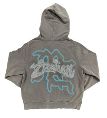Mixed Emotions Rhinestone Hoodie Grey